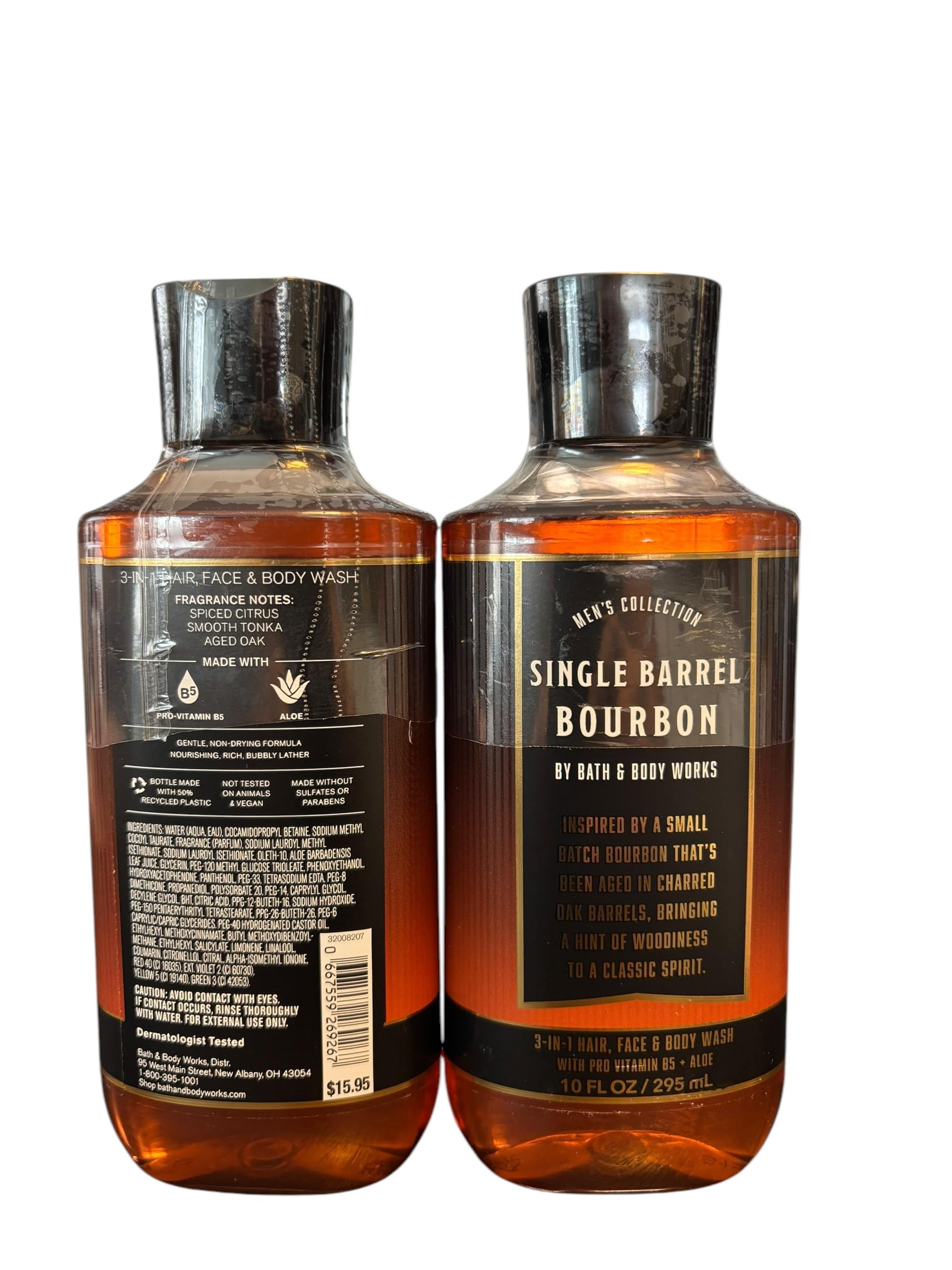 Men's 3-in-1 Shower Gel & Body Wash Gift Set (2-Pack) - Pro-Vitamin B5 Formula for Hair, Face & Body - Perfect for Travel, Gym & Daily Use - SINGLE BARREL BOURBON Scented