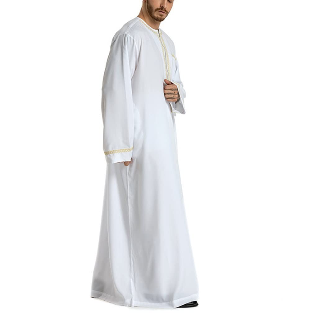 Premium Muslim Arab Robe - Long Sleeve Kaftan Thobe Gown for Men | Middle Eastern Jubba Clothing | Eid Prayer, Wedding & Casual Wear