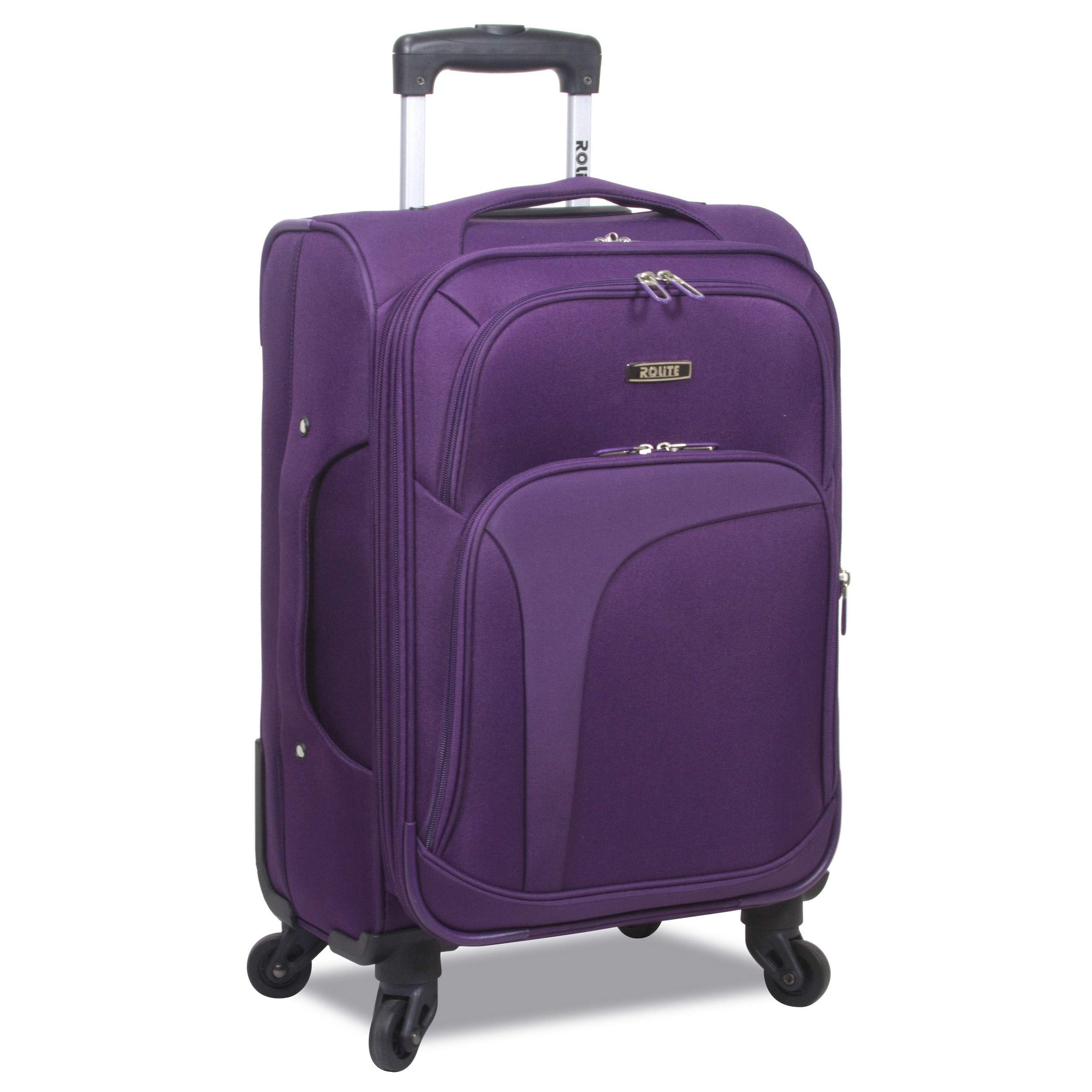 Rolite Rover Spinner Expandable Luggage Set - 3-Piece Purple Suitcase with 360° Wheels for Travel | Perfect for Family Vacations, Business Trips & International Travel