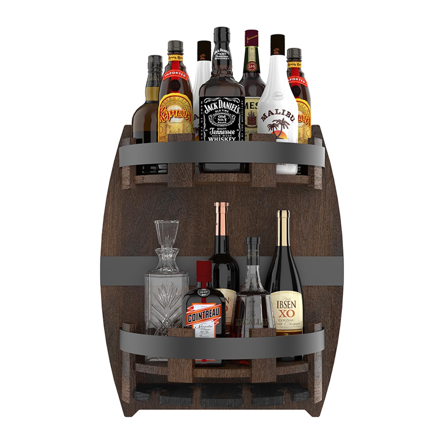 Vintage Wooden Wine Rack Barrel - Wall Mounted Champagne & Whiskey Bottle Holder - Unique Gift for Wine Lovers - Space Saving Drink Cabinet Shelf for Wine, Beer & Liquor - Perfect for Home Bar, Kitchen Decor & Dining Room Storage