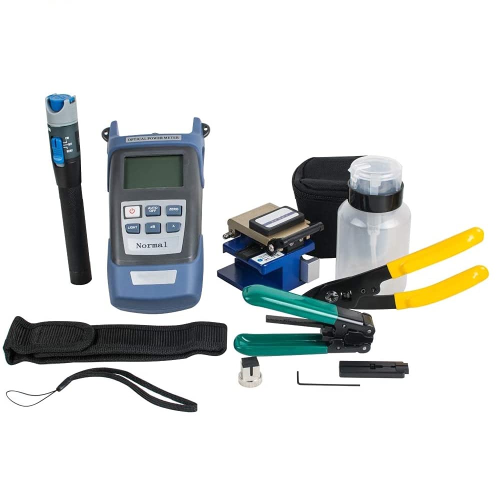 Professional FTTH Fiber Optic Tool Kit - FC-6S Cleaver, Optical Power Meter, Visual Fault Locator (1mw), Cable Cutter & Stripper for 5km Fiber Installation | Complete Solution for Home & Business Fiber Optic Network Setup