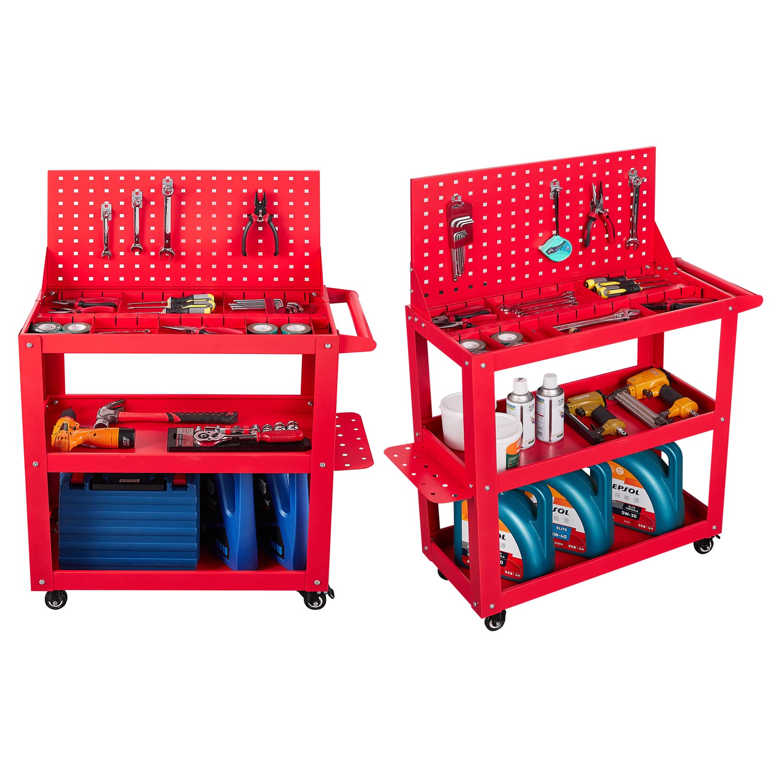 BYNSOE 3-Tier Rolling Utility Cart with Wheels & Locking System - Heavy Duty Storage Cabinet for Tools, Workshop, Garage & Warehouse - Adjustable Compartments for Easy Organization | Perfect for Home DIY, Industrial Use & Commercial Storage