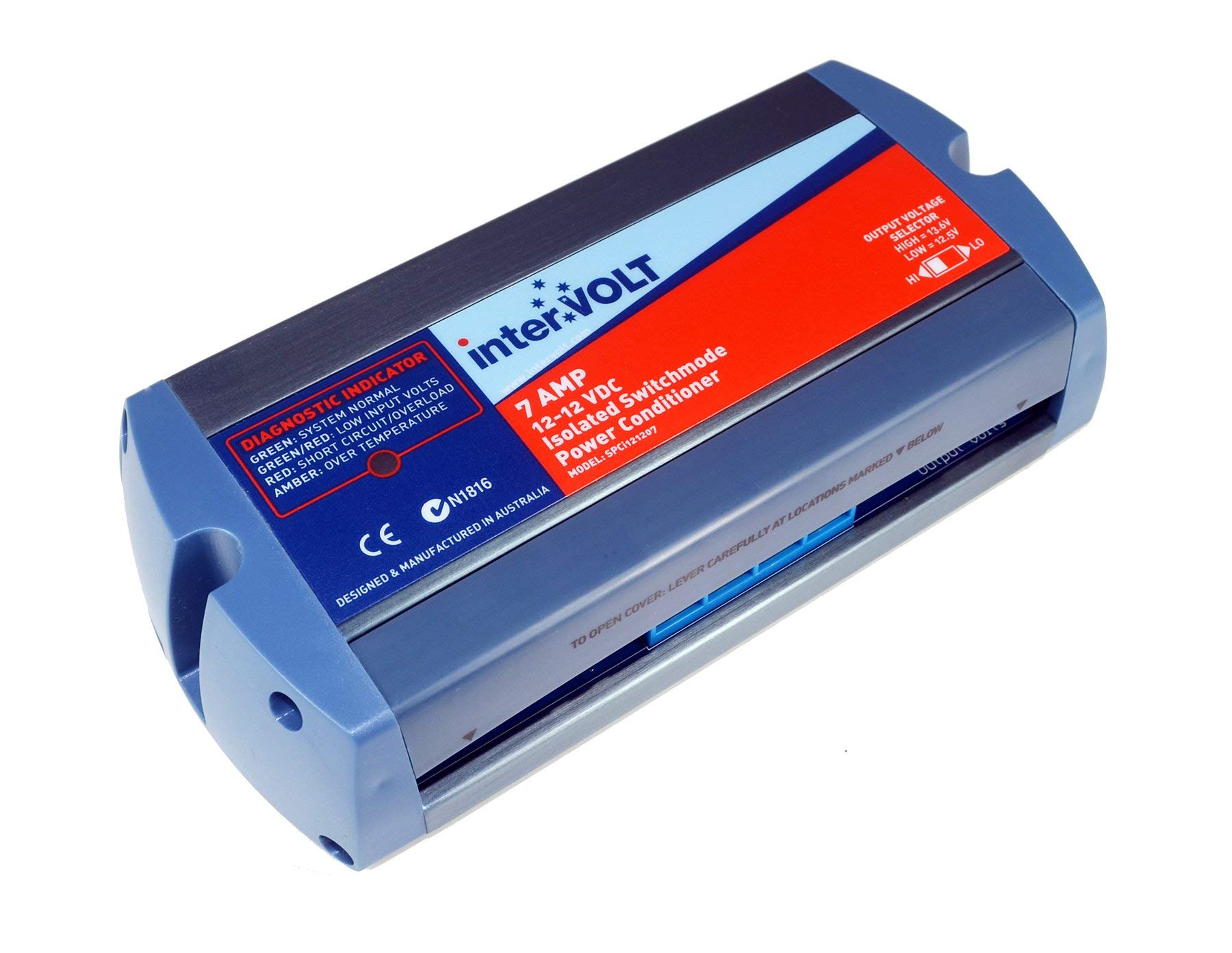 interVOLT 12V DC Voltage Stabilizer & Regulator - Heavy Duty 7A DC-DC Isolated Power Conditioner & Battery Charger (10-16V Input, 12.5/13.6V Output) - Model SPCi121207 - Perfect for RVs, Boats, Solar Systems & Off-Grid Power Applications