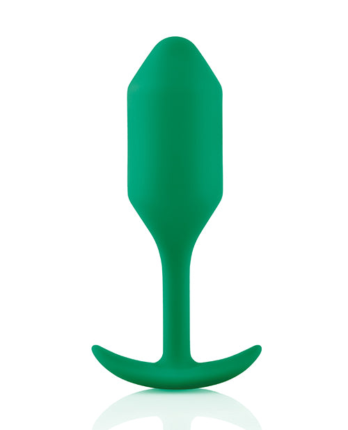 B Vibe Snug Plug 2 - Weighted Silicone Anal Plug for Men & Women (Green) | Comfortable Wear for Extended Play & Prostate Stimulation