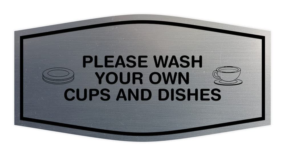 Wash Your Own Dishes Sign - Brushed Silver Large Kitchen Decor for Home, Office, or Restaurant - Funny & Motivational Cleaning Sign