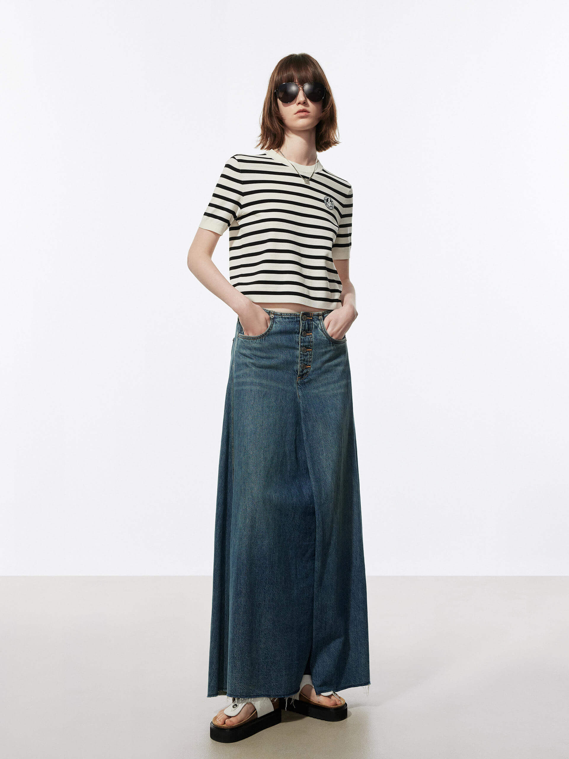 Stylish Front Patch Striped Top for Women - Trendy Casual & Party Wear - Perfect for Everyday Outfits, Dates, and Night Out