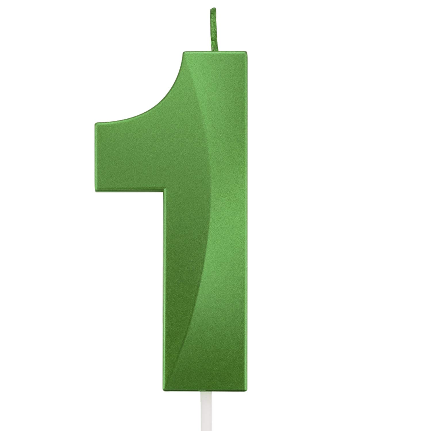 3.93 Inch Large 3D Diamond Shape Metallic Green Number 1 Candle - Happy Birthday Cake & Cupcake Topper Decor for Adults, Kids Parties, Family Baking - Perfect for Birthday Celebrations, Anniversary Decorations, and Special Occasions