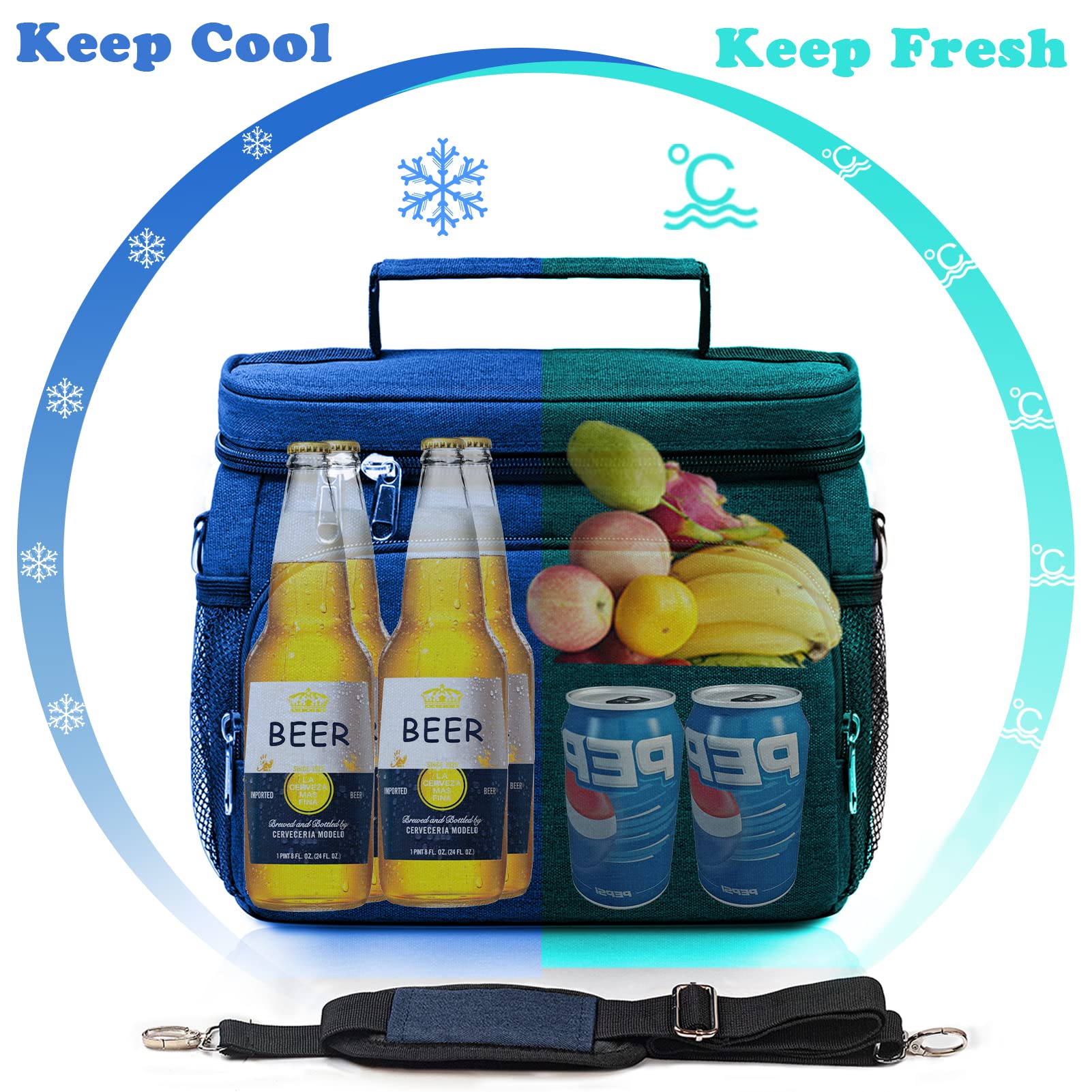 TuErcao 24 Can Leakproof Collapsible Soft Cooler Bag – Portable Small Ice Chest for Beach, Camping, Travel & Car – 15qt Lunch Box Cooler for Men at Work, Picnics & Outdoor Activities