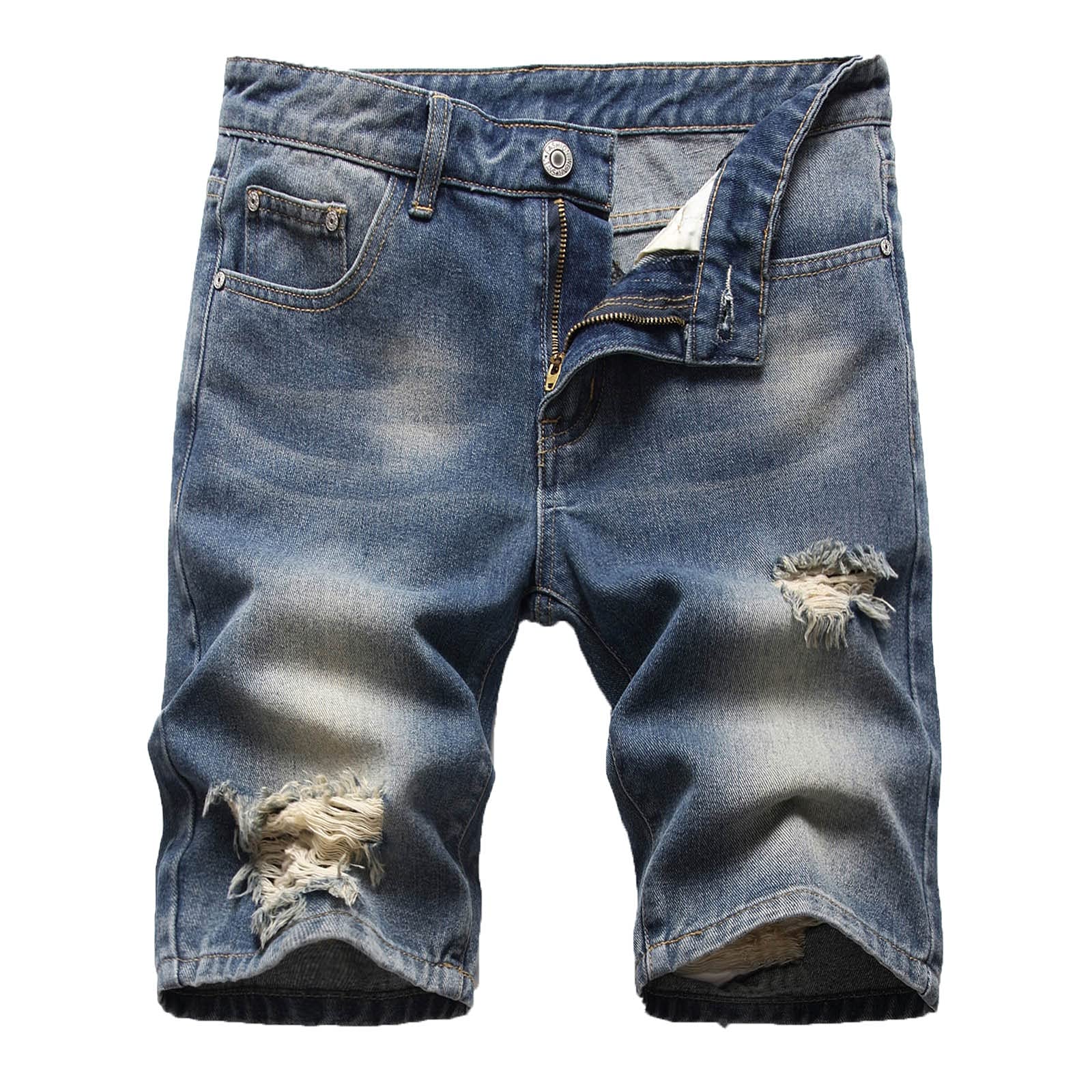 Vintage Distressed Denim Shorts for Men - Plus Size Casual & Comfortable - Perfect for Summer, Beach, and Outdoor Activities