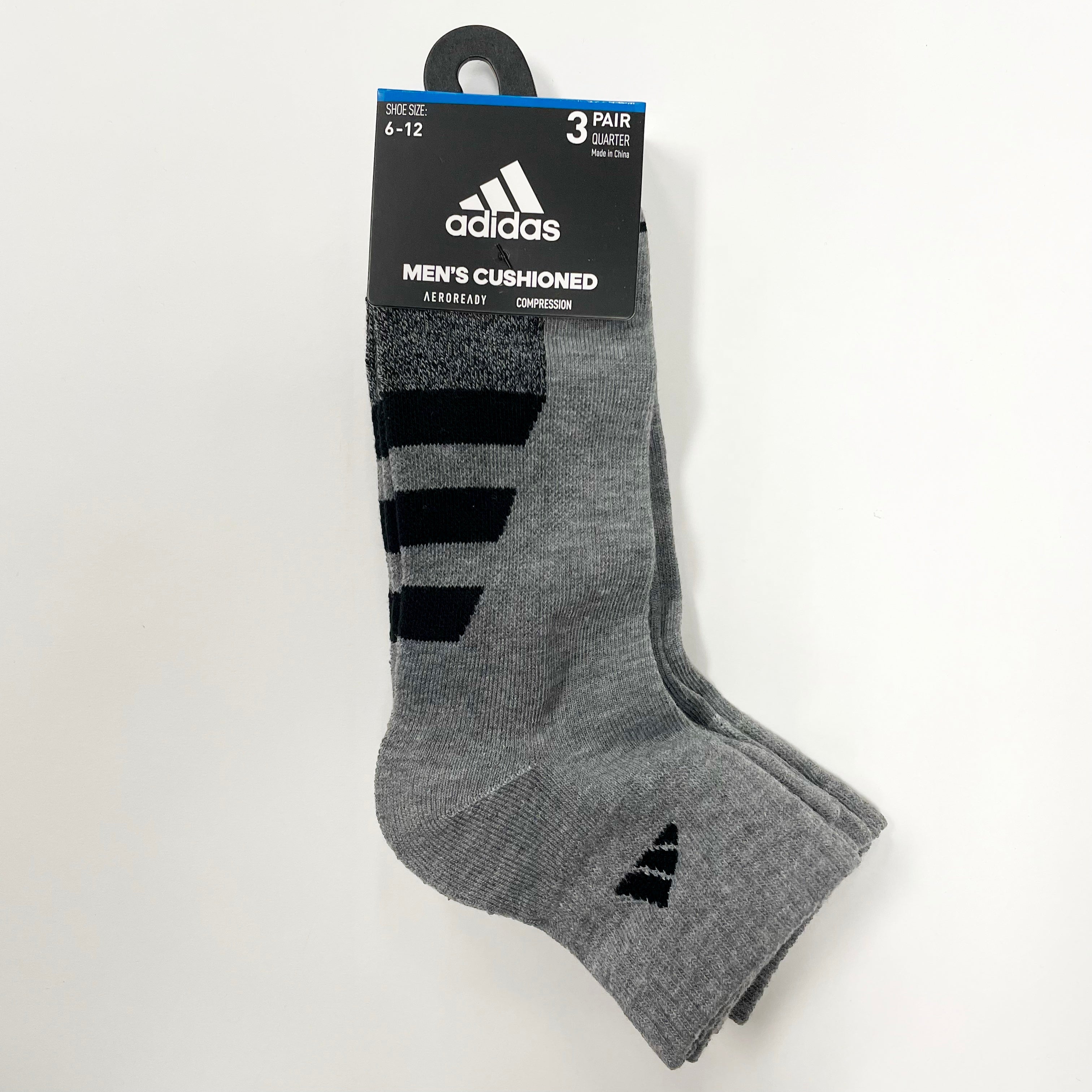 Adidas Men's Cushioned Quarter-Cut Athletic Socks - 3 Pairs Pack for Running, Gym & Everyday Comfort