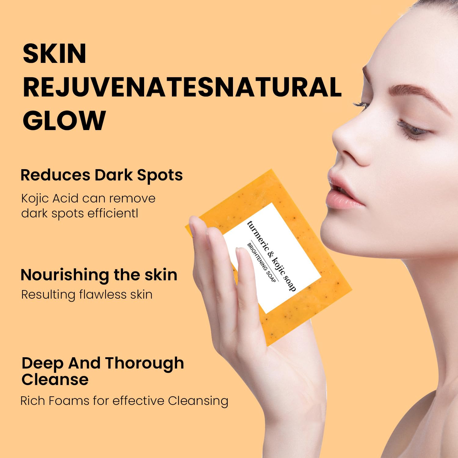Jibuglow Turmeric & Kojic Acid Soap Bar for Face & Body - Brightening & Even Skin Tone - Natural Glow Soap for Men & Women (2 Pack) - Perfect for Daily Skincare & Acne Treatment