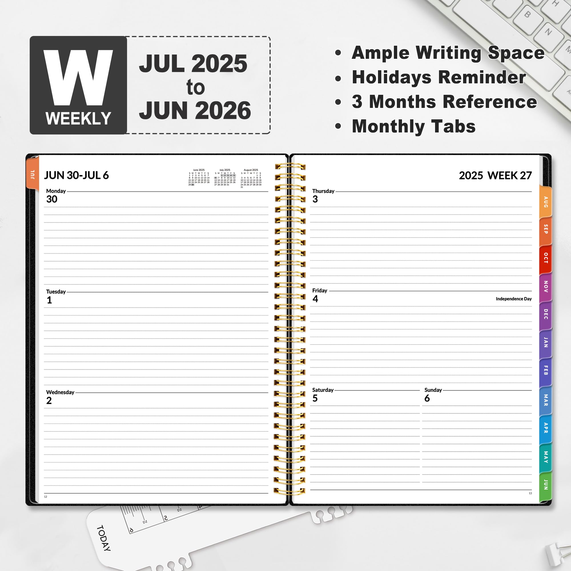 SUNEE 2025-2026 Academic Planner - Weekly & Monthly Calendar from July 2025 to June 2026, 8.5