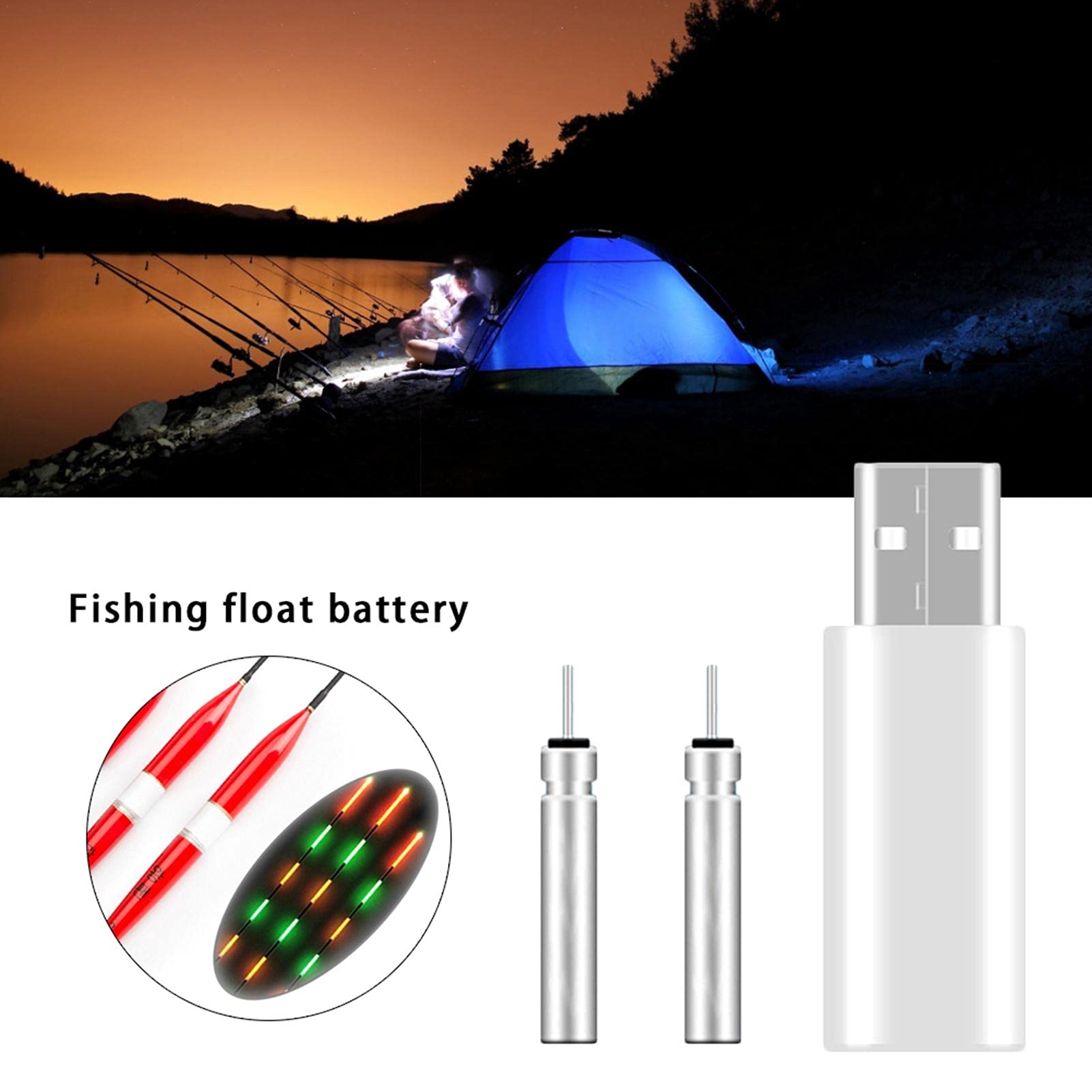 Rechargeable CR425 Electronic Fishing Float Battery USB Charger - Waterproof LED Glow Stick Floats for Night Fishing | Perfect for Kayak, Pier & Shoreline Anglers