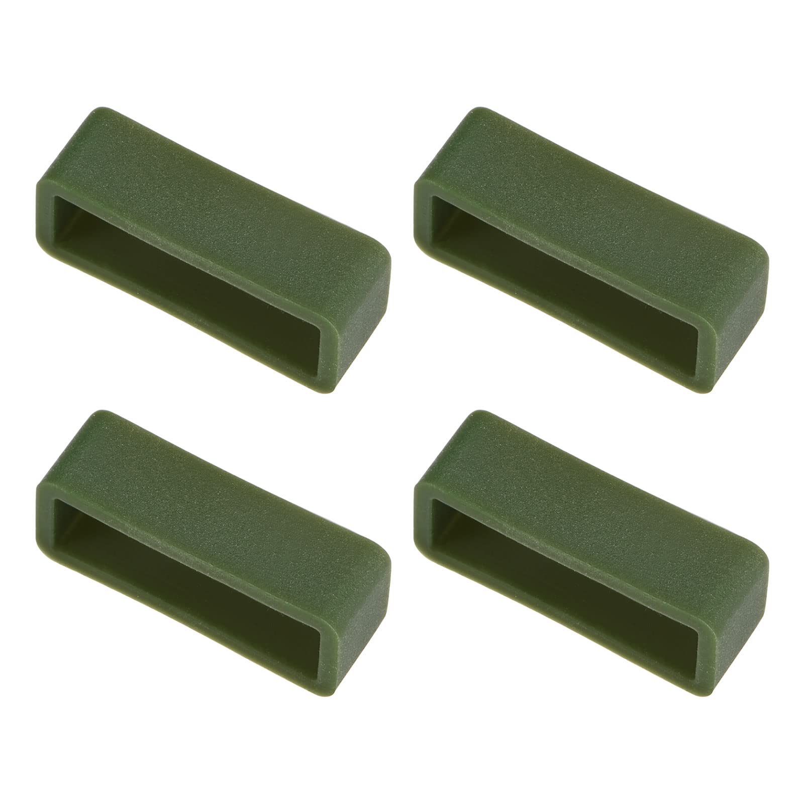 22mm Dark Green Silicone Watch Band Loops - 4 Pcs for Secure Fit