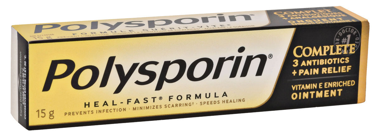 Polysporin Complete Antibiotic Ointment 15g - First Aid Treatment for Cuts, Scrapes & Burns | Wound Care Solution for Home, Travel & Outdoor Activities