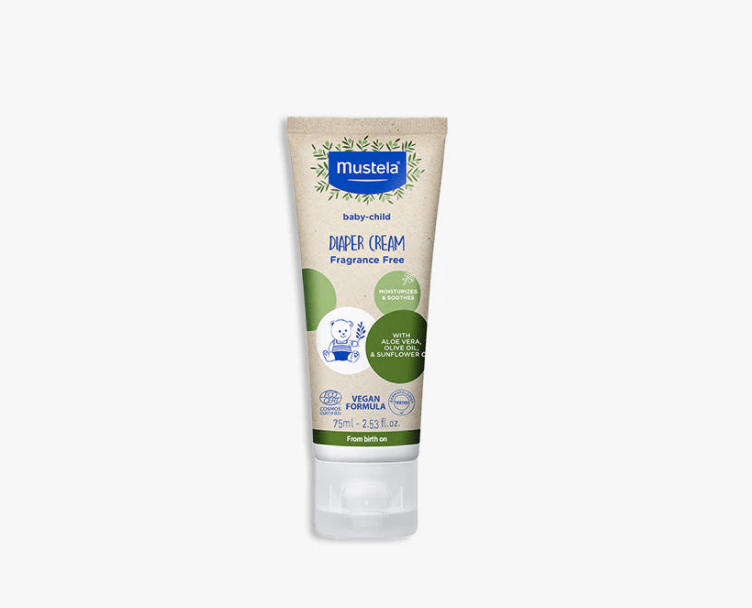 Mustela Organic Diaper Rash Cream with Olive Oil & Aloe Vera - 2.6 oz (75ml) - Soothing Protection for Baby's Sensitive Skin - Perfect for Daily Diaper Changes & Overnight Use