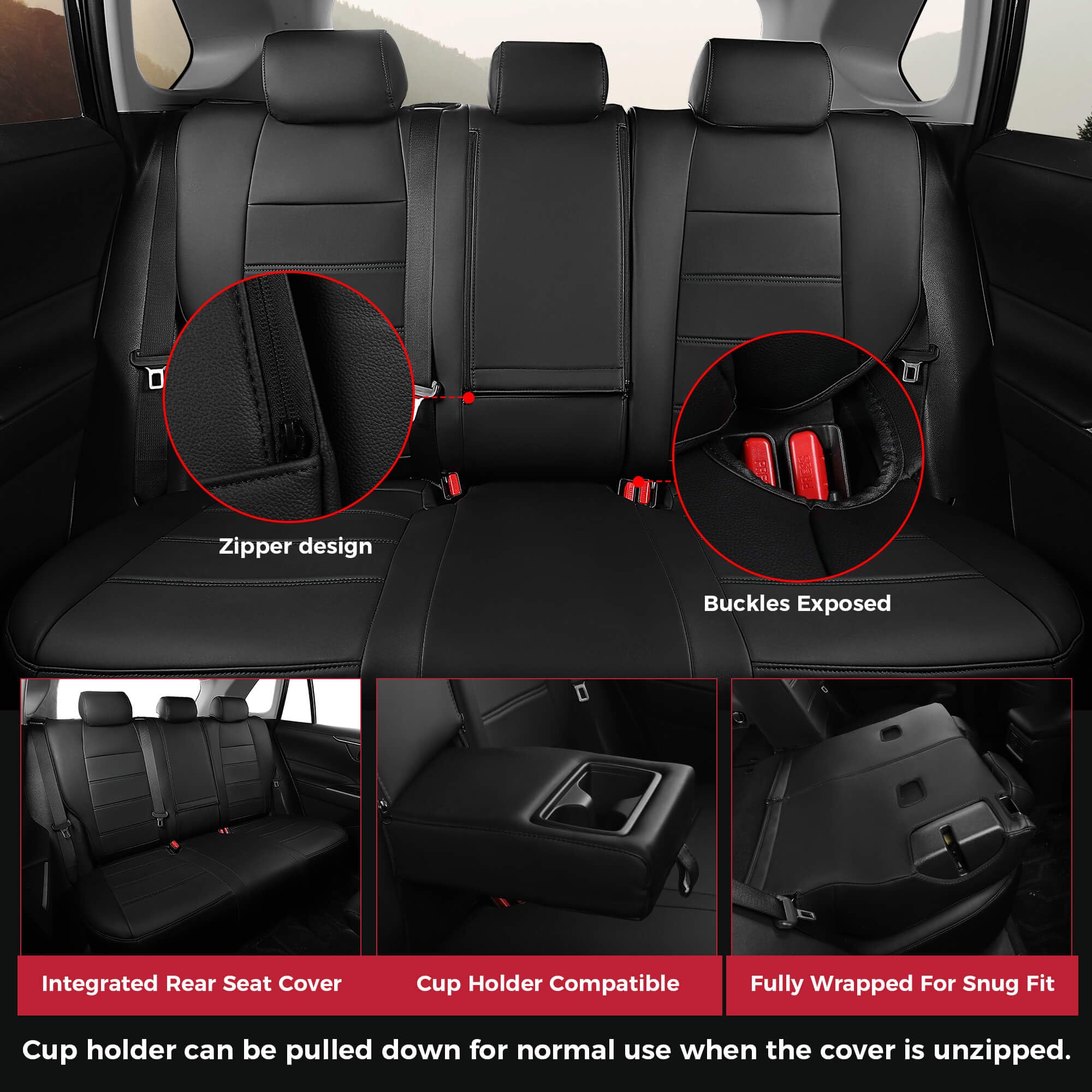 Premium Custom Fit Seat Covers for Toyota RAV4 2019-2025 (LE/XLE/Limited/XLE Premium) - Waterproof Leather SUV Seat Protectors - Black - Perfect for Road Trips & Family Adventures