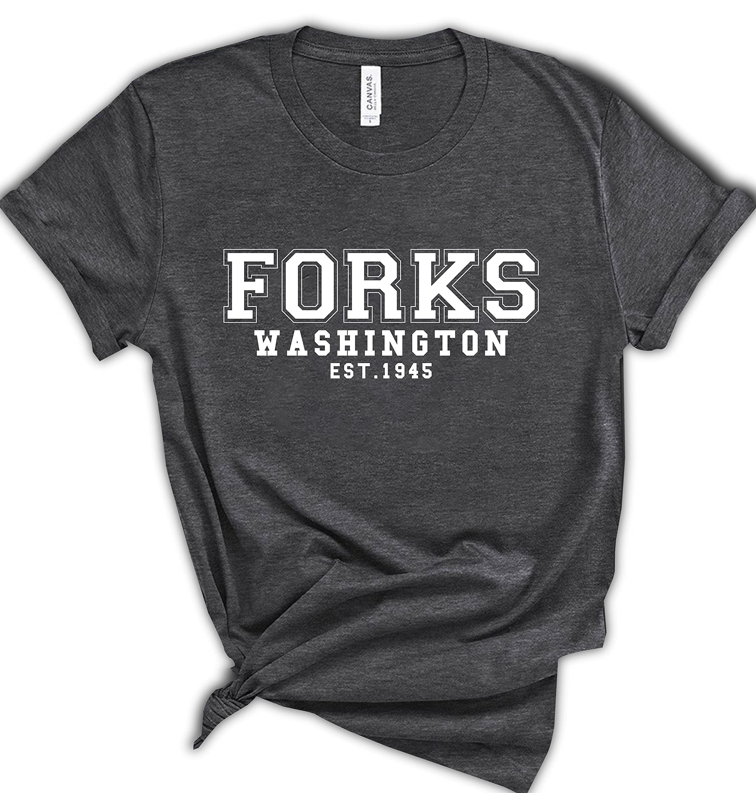 Forks Washington T-Shirts | Est. 1945 Vintage Tees for Men & Women | Washington State Graphic Tees | Team Forks Apparel | Casual Short Sleeve Shirts for Everyday Wear & Fan Gear