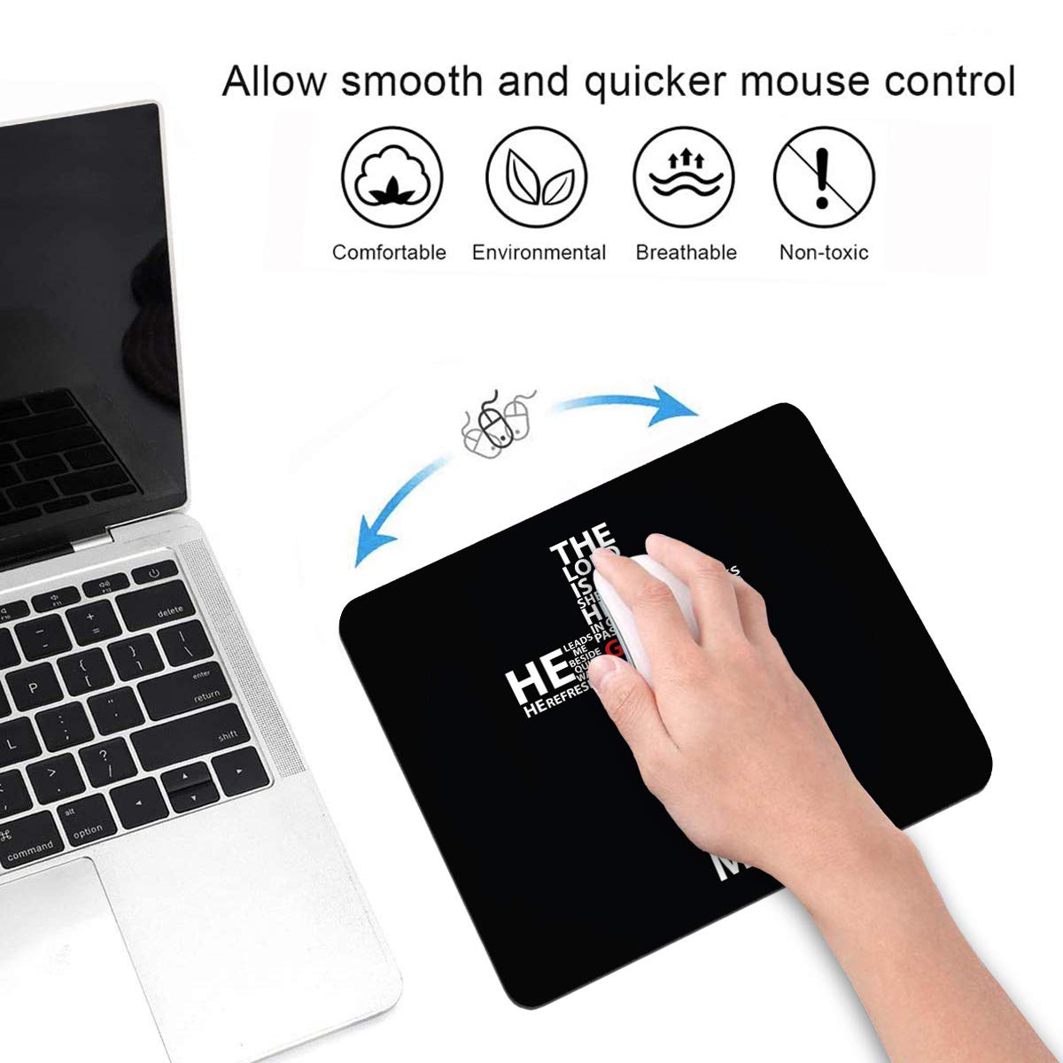 Christian Cross Mouse Pad and Coasters Set - Non-Slip Rubber Base Desk Mat for Laptop & Computer Office Accessories - Perfect for Prayer Time, Bible Study and Faith-Based Workspaces