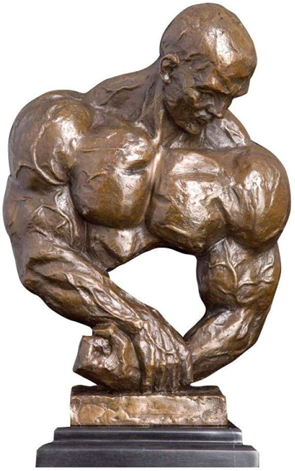 Bronze Bodybuilding Sculpture - Art Deco Muscular Man Statue for Home Decor, Gym & Office | Handcrafted Sports Art & Unique Gift Idea