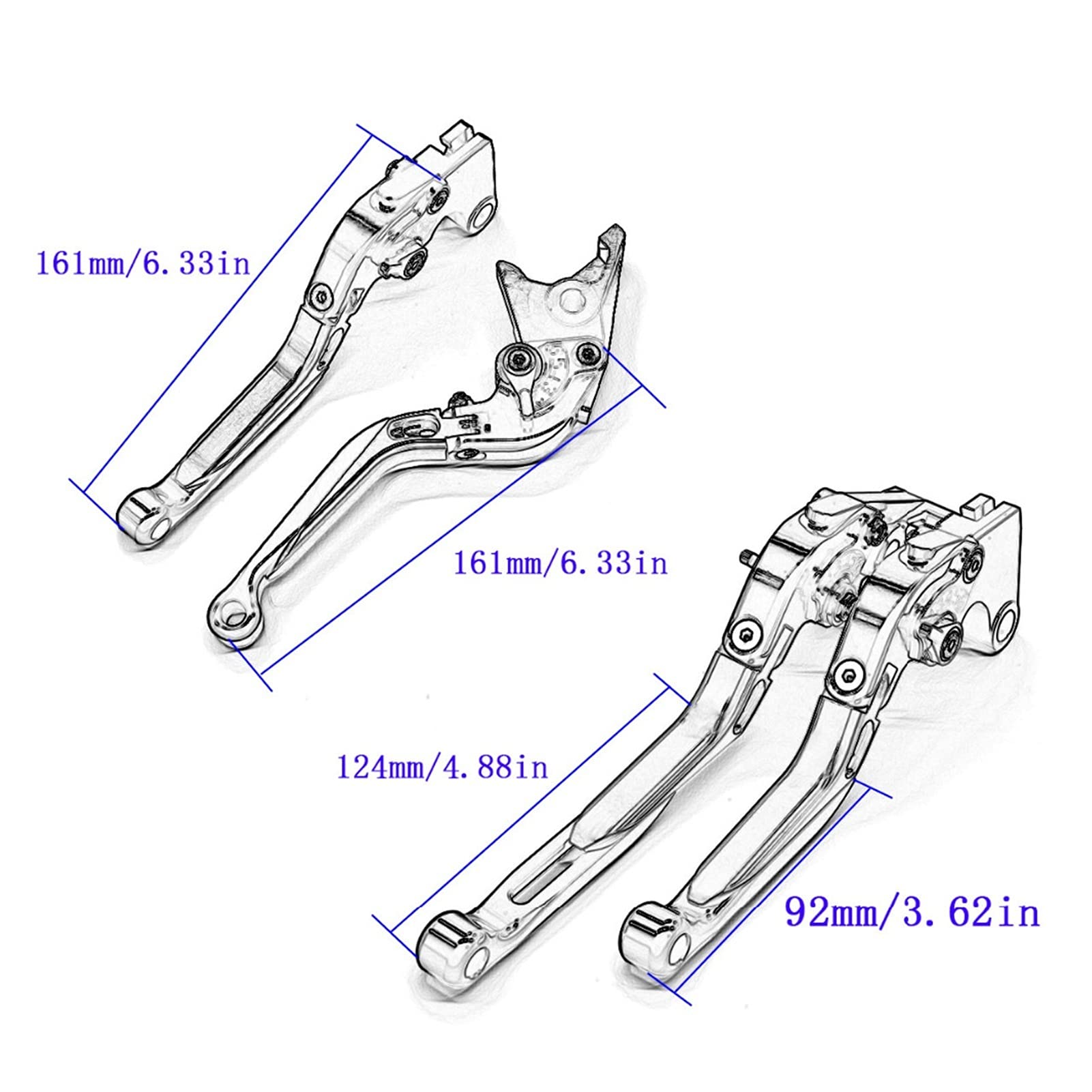 CNC Folding Extendable Motorcycle Brake & Clutch Lever Set - Compatible with Yamaha XJ 900 S Diversion (1995-2003) & XJ 600 S Diversion (1992-2003) - Adjustable CNC Machined Aluminum Levers for Comfortable Riding & Easy Installation - Perfect for Street Bikes, Commuting & Long Distance Touring