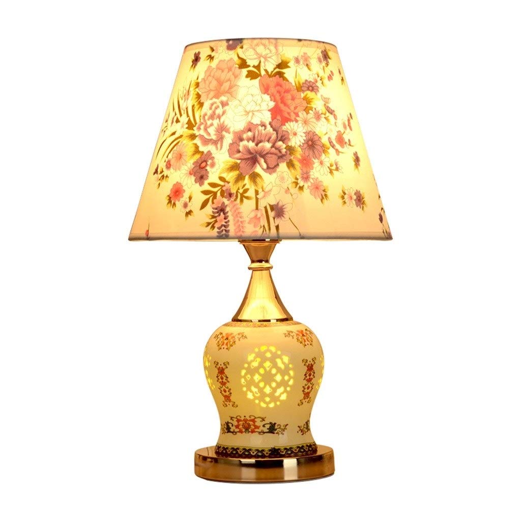 Multi-Colored Printed Ceramic Table Lamp - Stylish Bedside Nightstand Lamp for Bedroom, Living Room, Cafe & Hotel Guestrooms | Perfect for Reading, Relaxing & Creating Cozy Ambiance