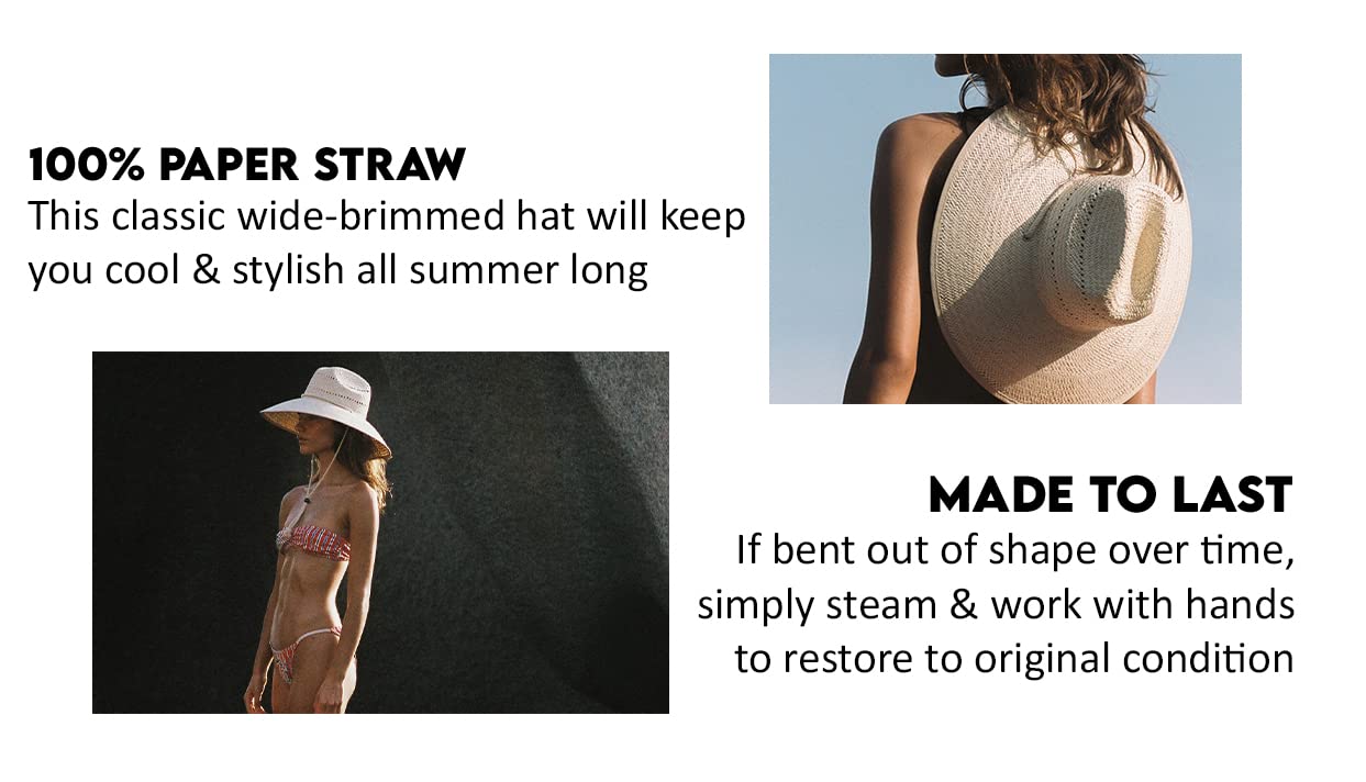 Lack of Color Women's The Vista Paper Straw Hat - Summer Wide Brim Sun Hat for Beach, Travel & Outdoor Activities