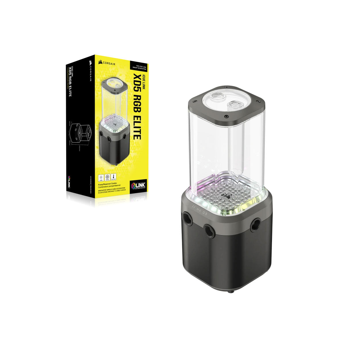 Corsair iCUE Link XD5 RGB Elite D5 PWM Pump/Reservoir Combo - Black | High-Performance PC Liquid Cooling System for Gaming Rigs & Custom Water Cooling Builds