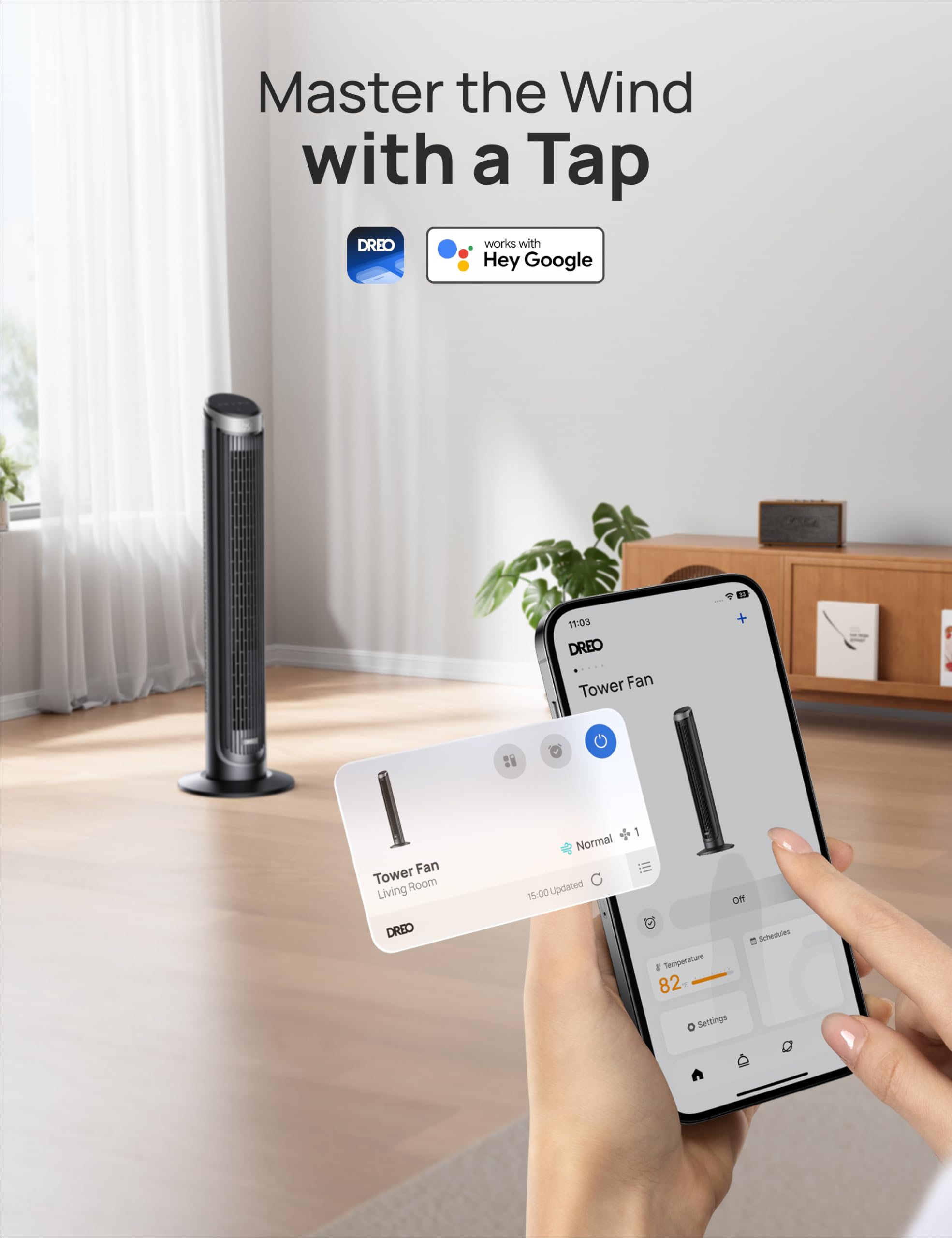 Dreo Smart Tower Fan for Bedroom & Office, 40