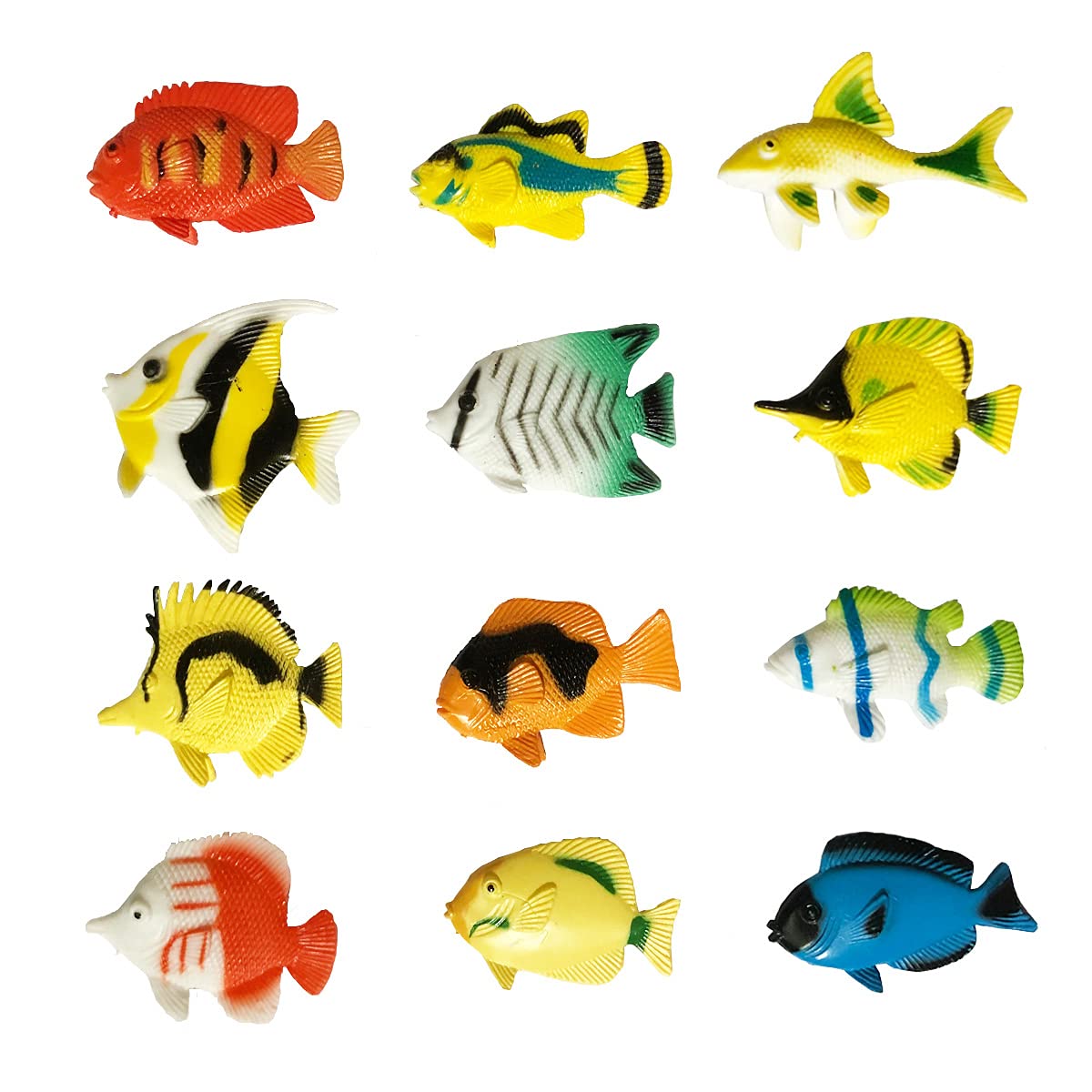 Yitaocity 12Pcs Realistic Sea Creature Figures - Tropical Fish Model Set, Plastic Ocean Animal Toys for Kids | Perfect for Educational Play, Aquarium Decor & Birthday Party Favors