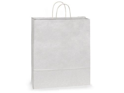 Bulk QUEEN WHITE Kraft Paper Bags - 16 x 6 x 19 Inches (200 Pack) | Eco-Friendly Gift Bags, Party Favors, Retail Packaging & Shopping Bags