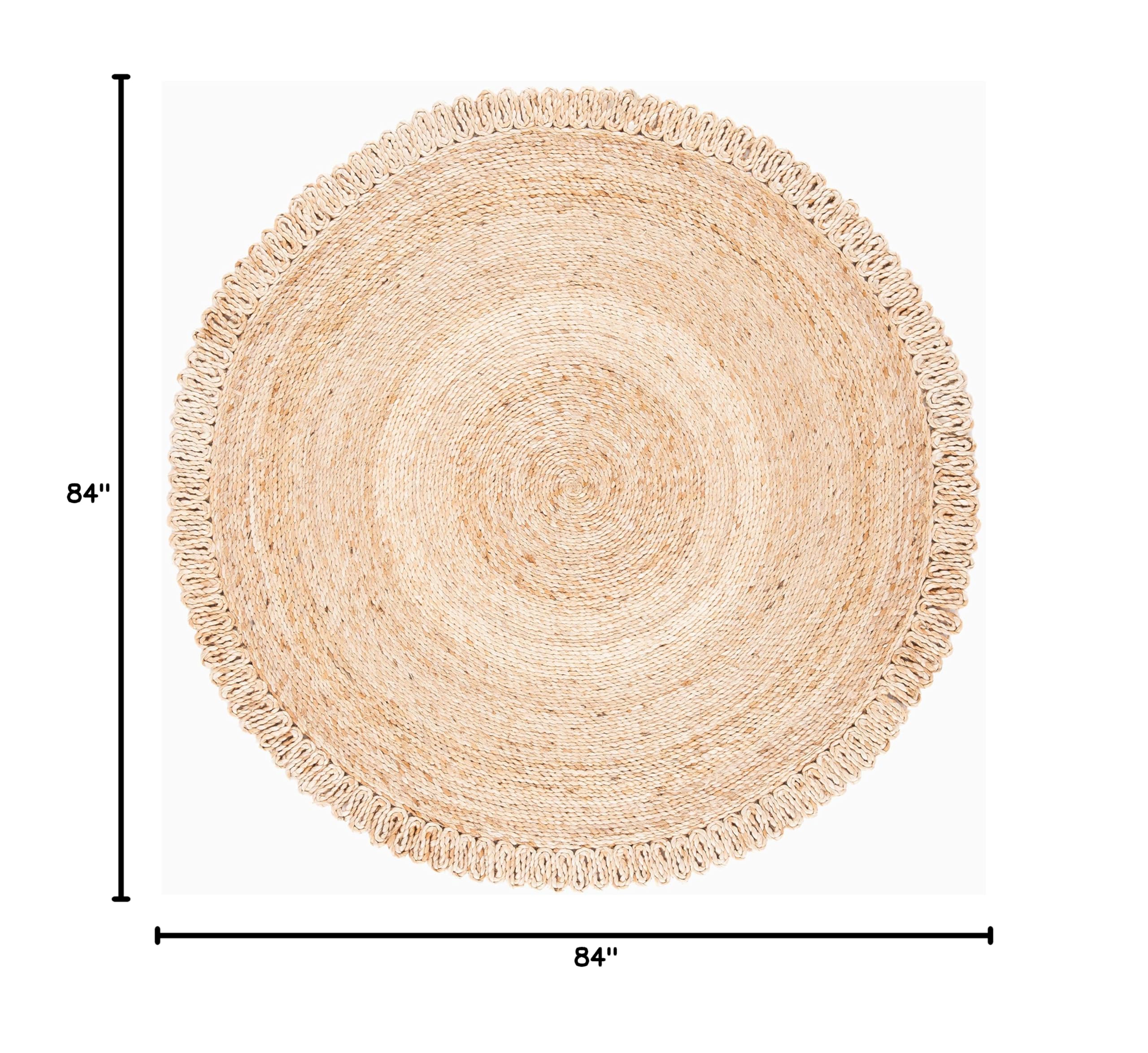 SAFAVIEH Natural Fiber Round Collection 7' Round Handmade Jute Area Rug - Boho Charm Farmhouse Style for Living Room, Bedroom & Dining Room Decor