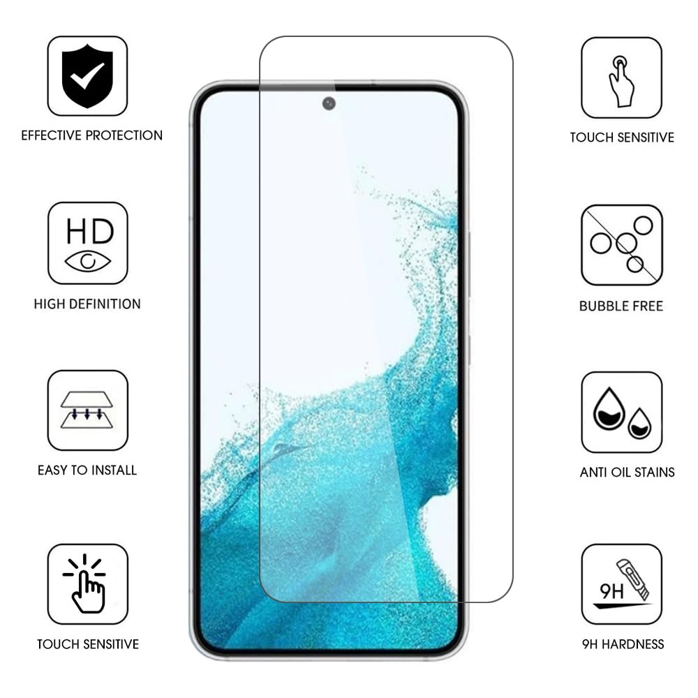 QLTYPRI [3 Pack] Tempered Glass Screen Protector for Samsung Galaxy S24 5G (6.2 Inch) - Anti-Scratch, Bubble-Free, 9H Hardness, HD Clear, Touch Sensitive - Perfect for Work, Travel & Daily Protection