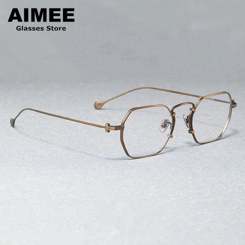 Stylish Unisex Full Rim Flat Top Polygon Titanium Eyeglasses Frame - Lightweight Durable Glasses for Men & Women - Perfect for Office, Reading & Fashion Accessories