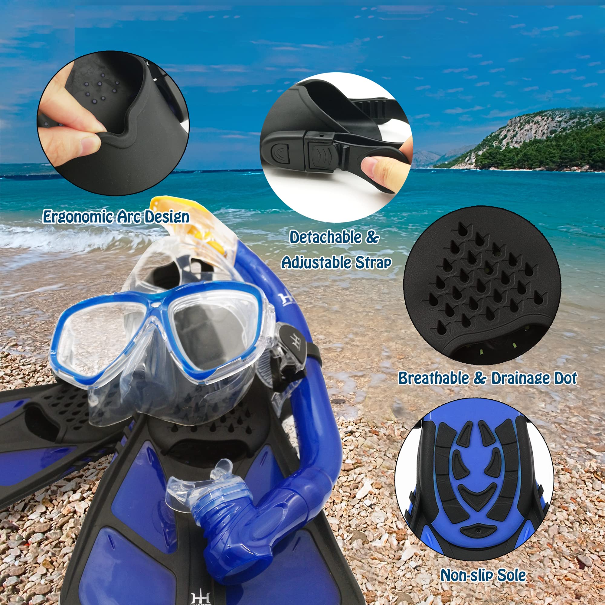 **Kids Snorkel Set - Diving Mask, Adjustable Swim Fins, Snorkel & Mesh Bag - Anti-Fog & Anti-Leak Snorkeling Gear for Children - Perfect for Pool, Beach & Ocean Adventures**