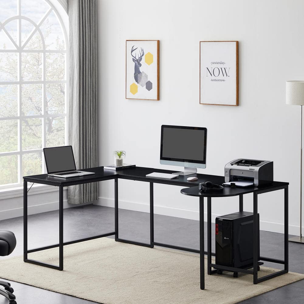 Ergonomic U-Shaped Corner Computer Desk with Monitor Stand - Home Office Gaming Workstation, Space-Saving Design & Easy Assembly - Perfect for Small Spaces, PC Gaming, and Remote Work Setup