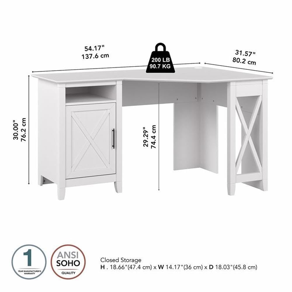 UrbanPro Corner Computer Desk with Storage in Pure White Oak - Engineered Wood Home Office Desk for Small Spaces, Study & Workstation Setup