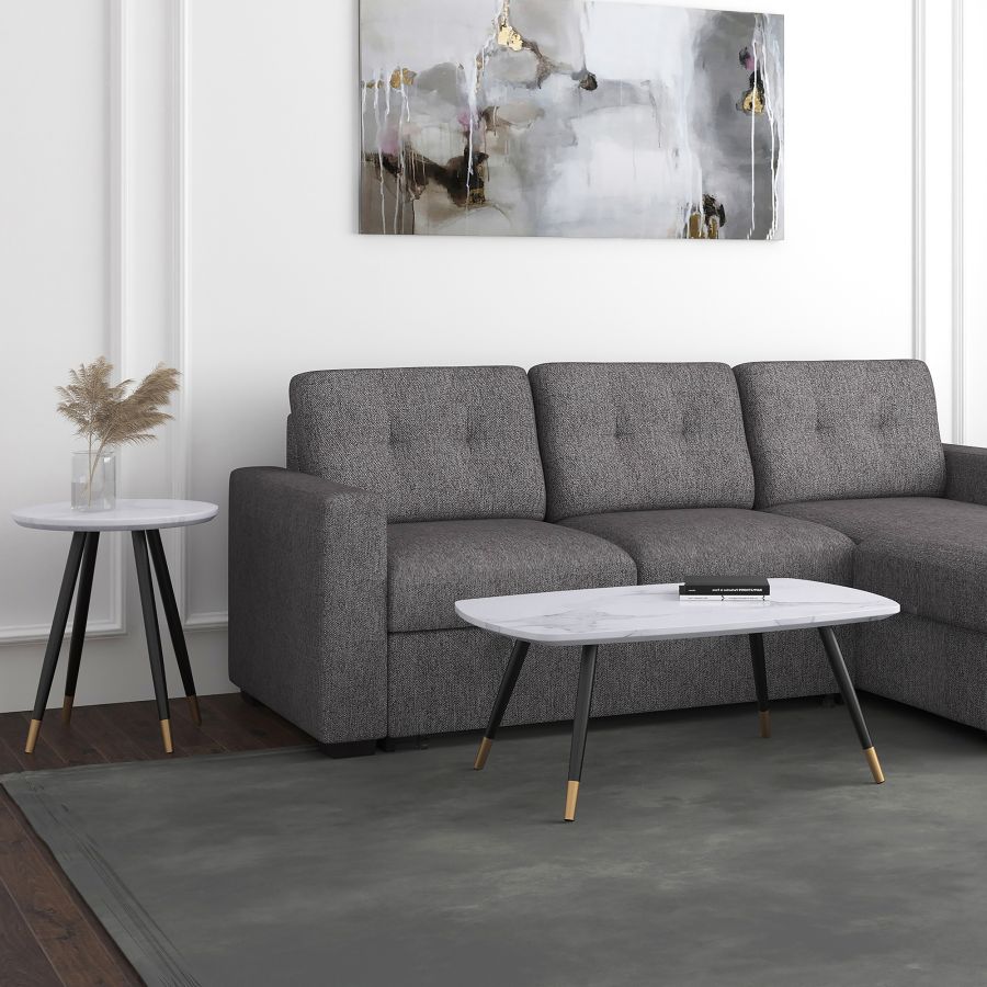 Modern Marble-Look Rectangular Coffee Table - Stylish & Durable Living Room Centerpiece for Home Decor