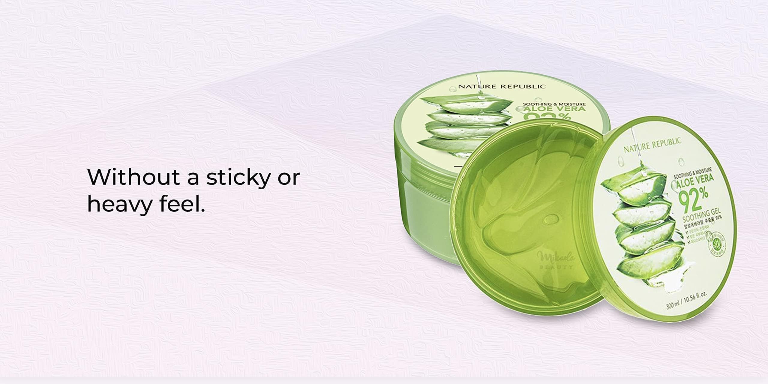 Nature Republic Aloe Vera 92% Soothing Gel - 10.56 Fl Oz for Face, Body & Hair - Hydrating Moisturizer for Sunburn Relief, Skin Care & After Shave - Vegan & Cruelty-Free