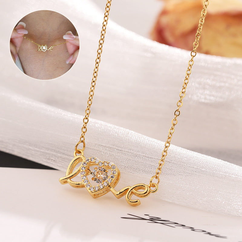 Valentine's Day Gift for Her - Titanium Steel Love Necklace Women's Fashion Jewelry, Elegant Clavicle Chain for Anniversary, Date Night & Romantic Occasions