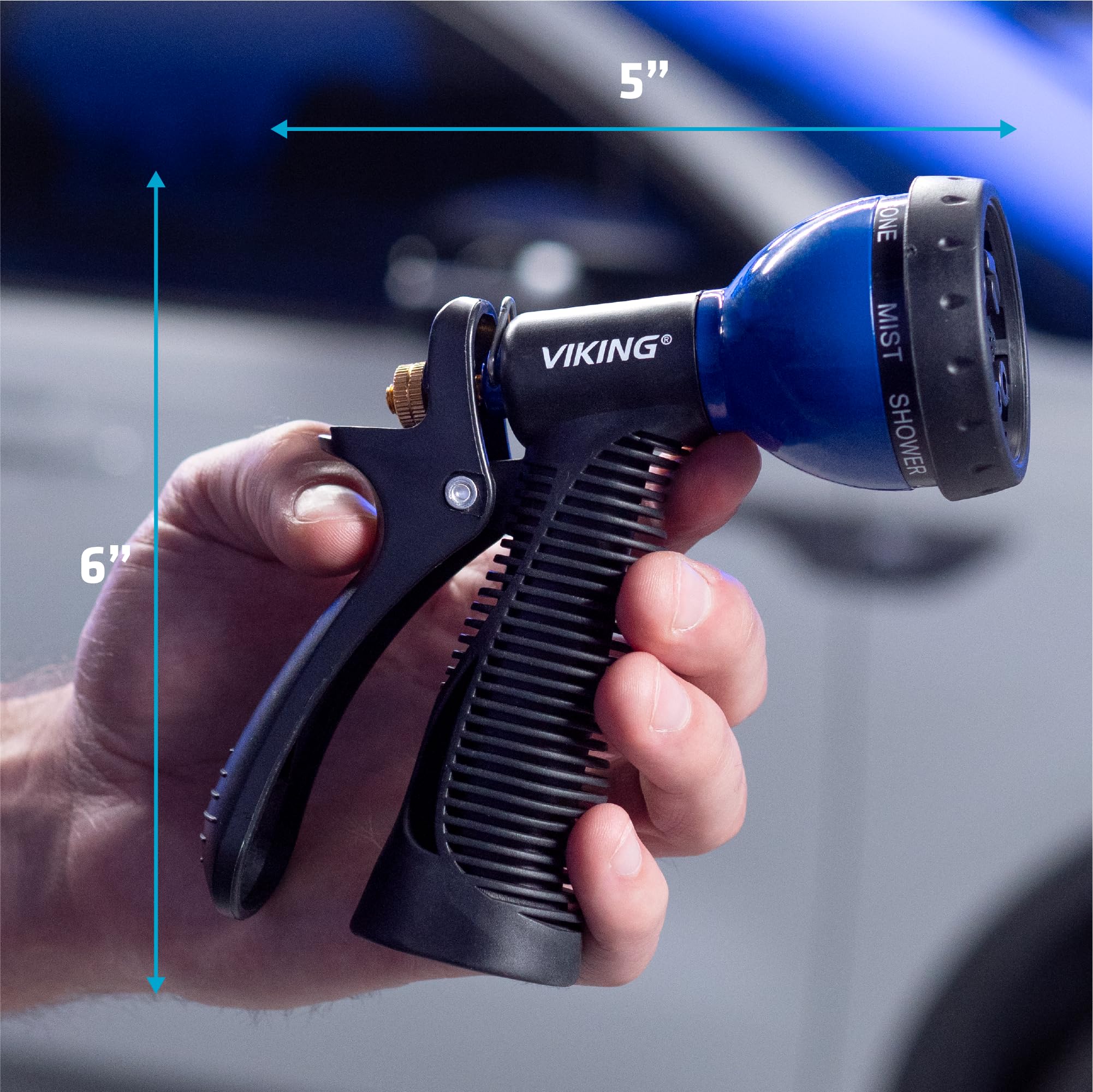 VIKING Heavy Duty Garden Hose Nozzle - 8 Adjustable Spray Patterns for Car Washing, Plant Watering, Pet Bathing & Home Cleaning | Durable Outdoor Watering Tool for Lawn, Garden & Household Use