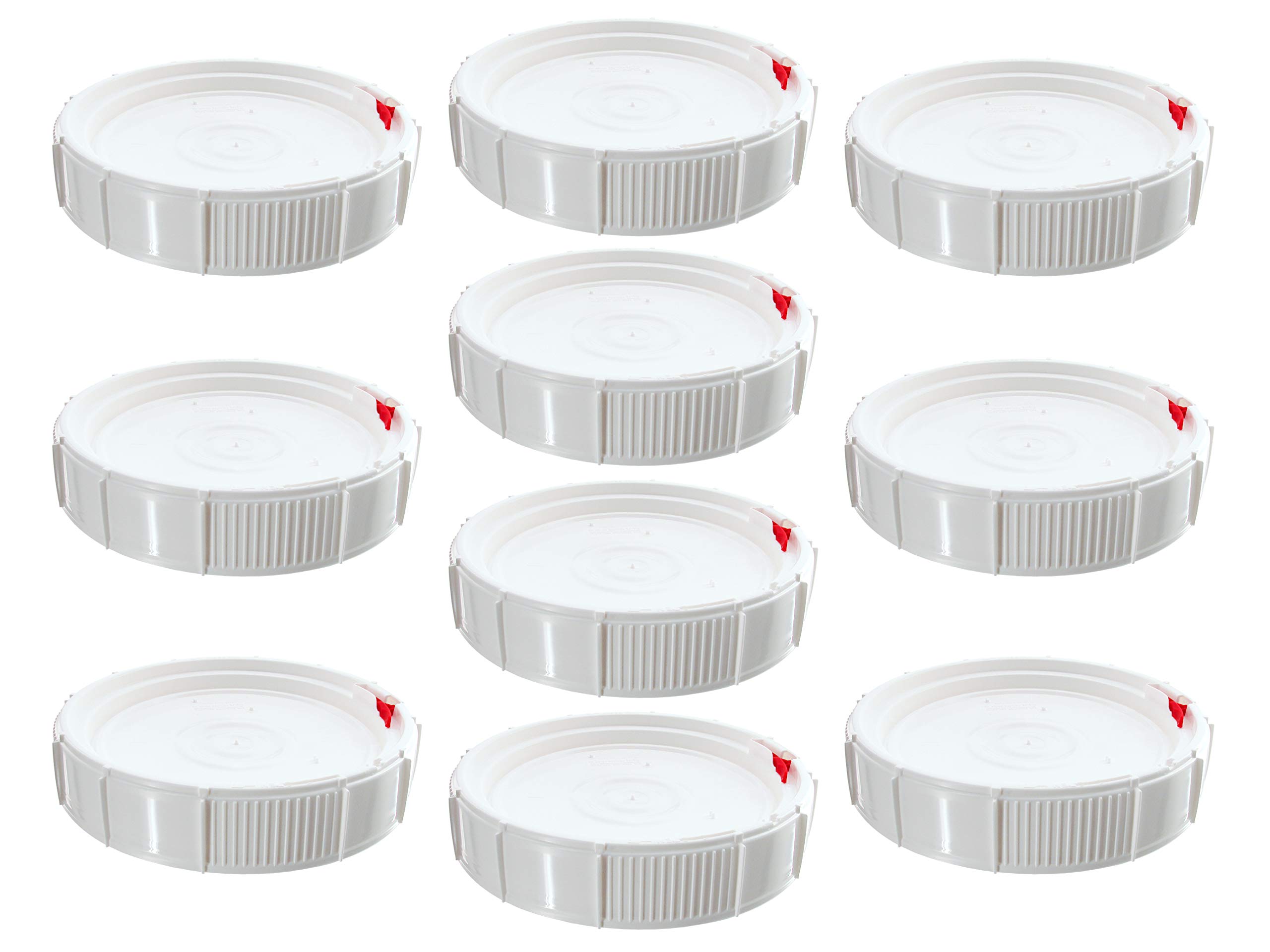 White Screw Top Bucket Lid with Life-Latch - Fits 3.5, 5 & 6.5 Gallon Buckets - Durable Food-Grade Storage Solution for Home, Farm & Industrial Use (Pack of 10)