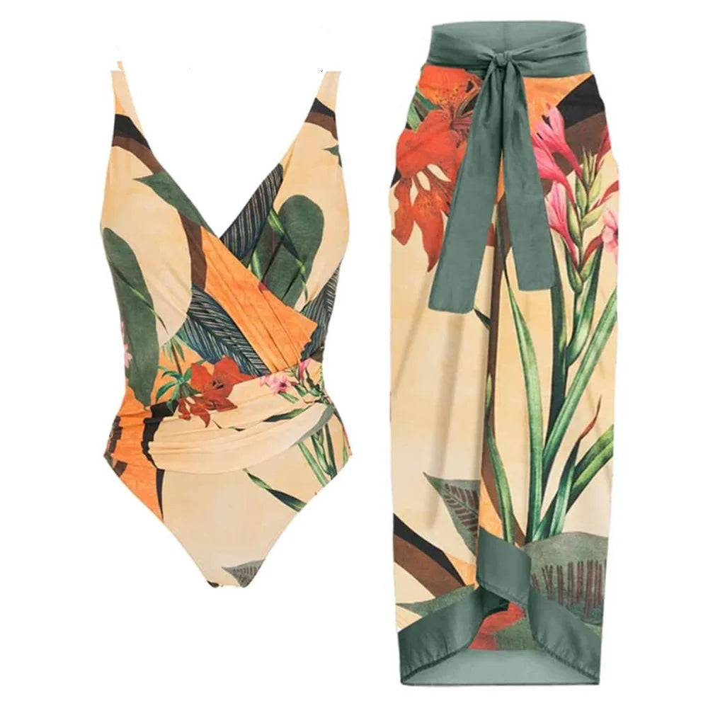 2023 Sexy Fashion One Piece Swimsuit - 3D Flower Print Women's Monokini Bathing Suit for Summer Beach Vacation, Pool Party & Tropical Getaway