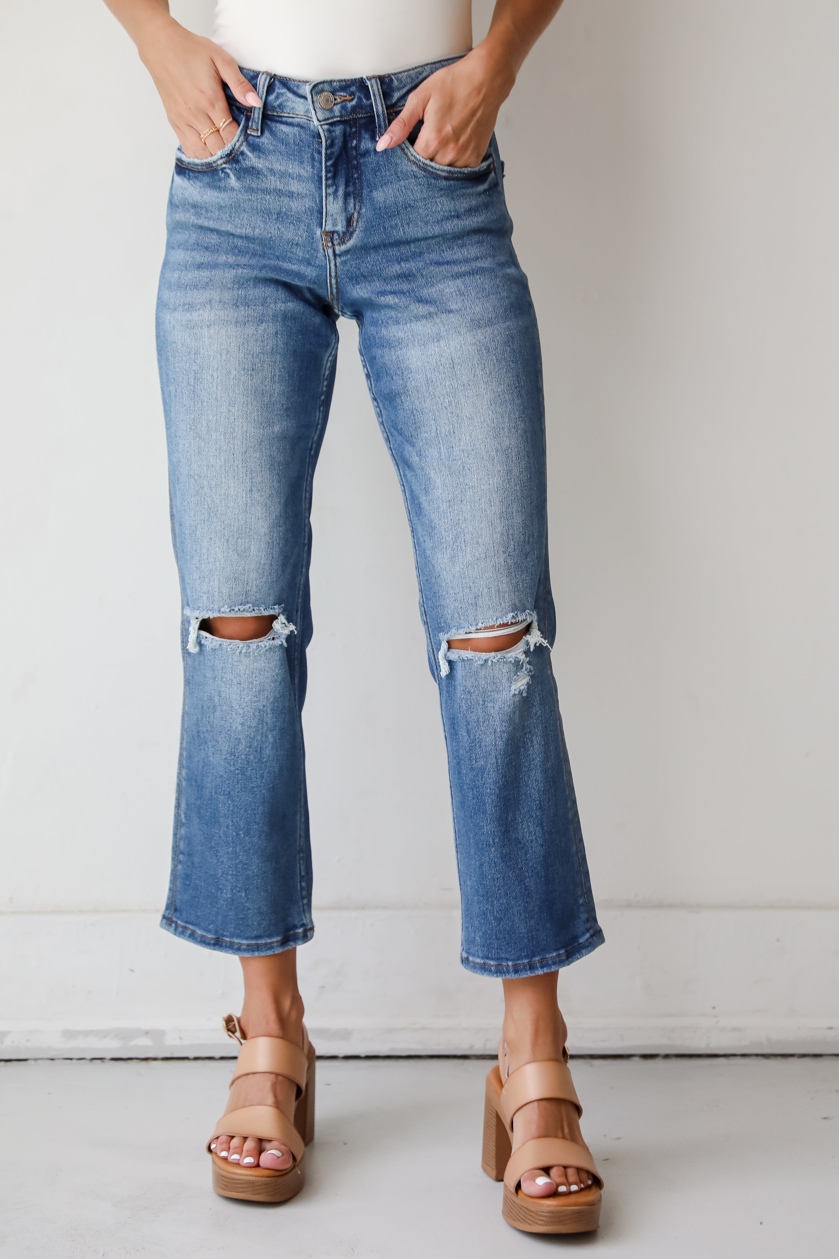 Bailey Dark Wash Distressed Straight Leg Jeans for Women - Comfortable Vintage Denim Pants for Casual Wear, Street Style & Everyday Outfits