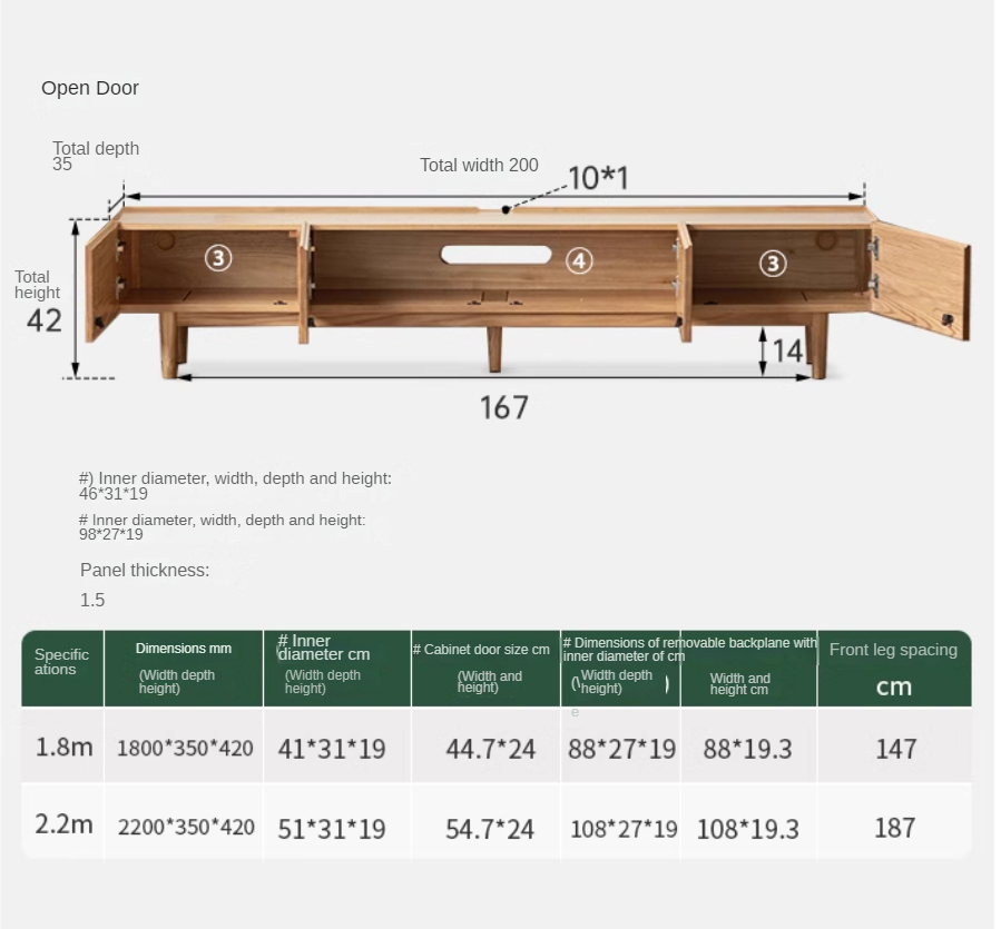 Solid Oak Wood Modern TV Stand with Storage Cabinet - Stylish Living Room Entertainment Center for TV, Media & Display