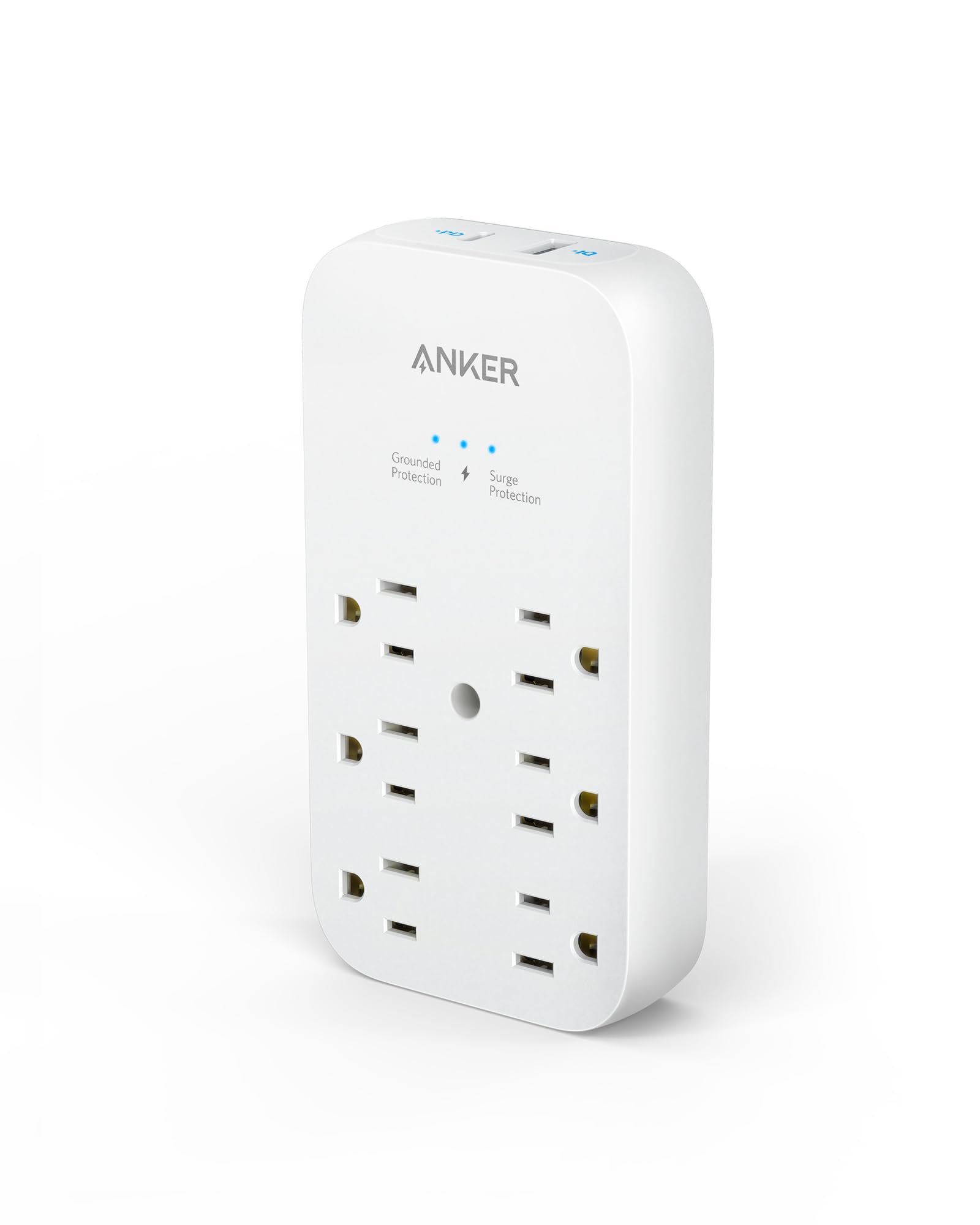 Anker 6-Outlet Extender with 2 USB Ports & 20W USB-C Power Delivery - Fast Charging Wall Adapter (2-Pack) - Perfect for Home, Office & Travel Charging Multiple Devices