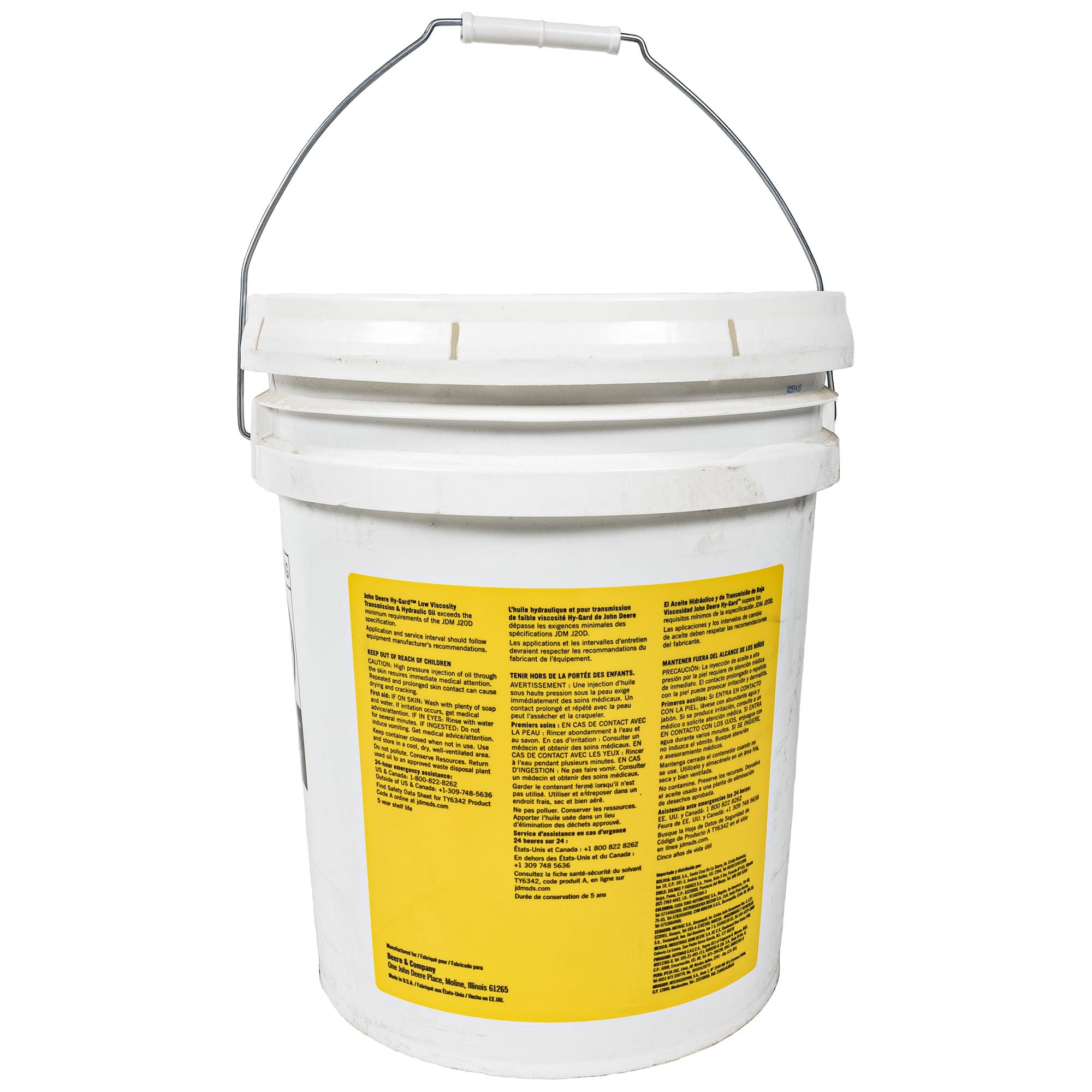 John Deere Low Viscosity Hy-Gard Transmission & Hydraulic Oil - 5 Gallon Bucket (TY6342) for Tractors, Combines & Heavy Equipment Maintenance