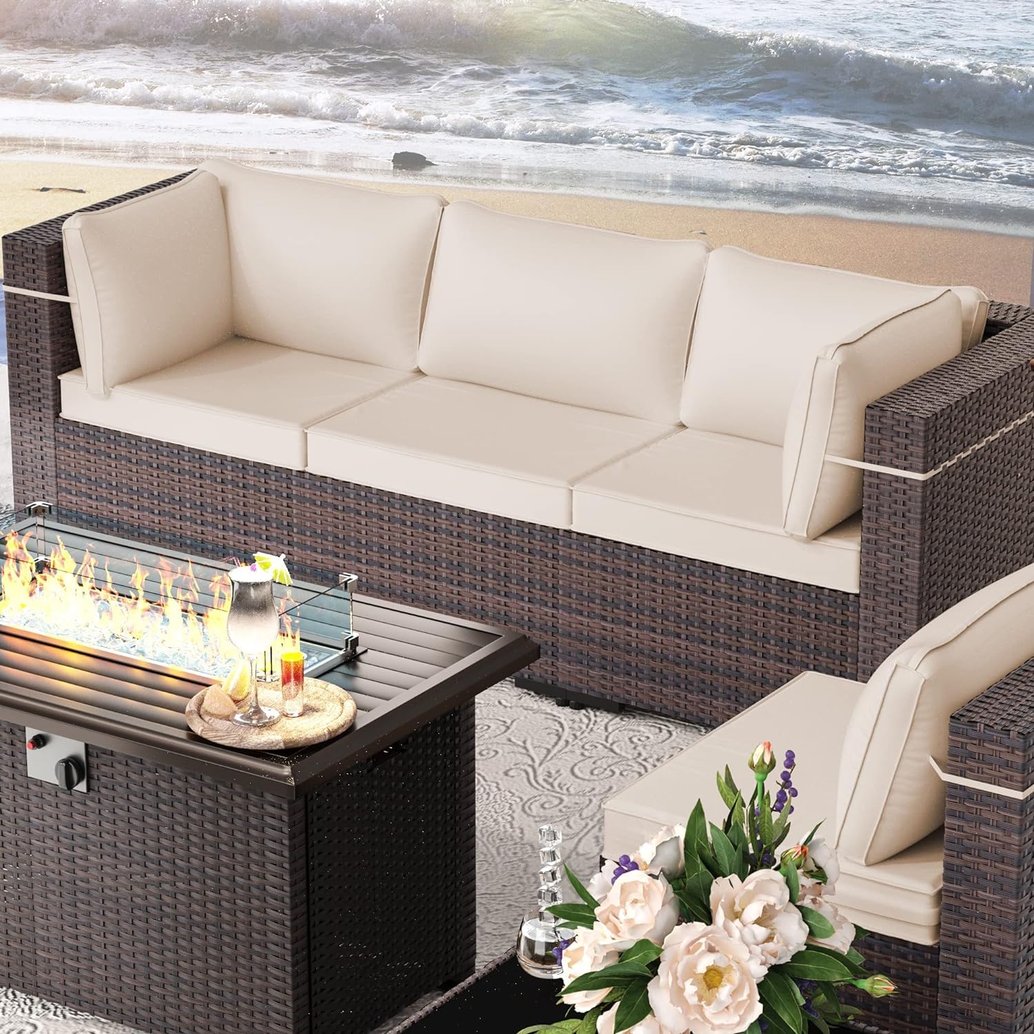8-Piece Outdoor Patio Furniture Set with 43