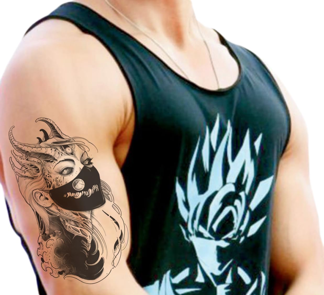 Waterproof Temporary Tattoo Stickers for Men & Women - 3D Realistic Flowers, Butterflies, Stars, Angels & Wolf Designs | Armband & Word Tattoos | KT-56 (21x15cm) | Perfect for Parties, Halloween Costumes & Festival Body Art