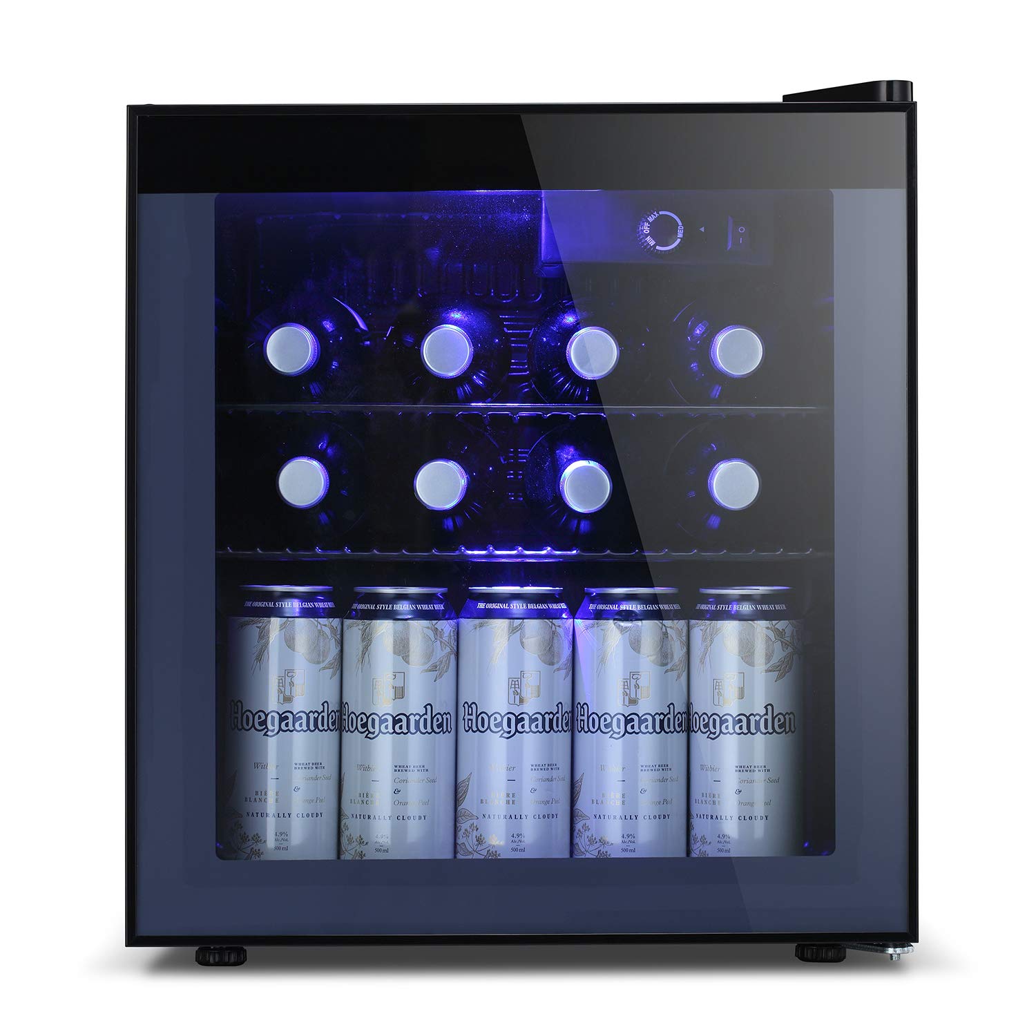 Antarctic Star 60 Can Mini Beverage Refrigerator - Smoked Glass Door Compact Drink Cooler for Soda, Beer & Wine (1.6 cu.ft) - Perfect for Home, Office, Bar & Entertainment Spaces